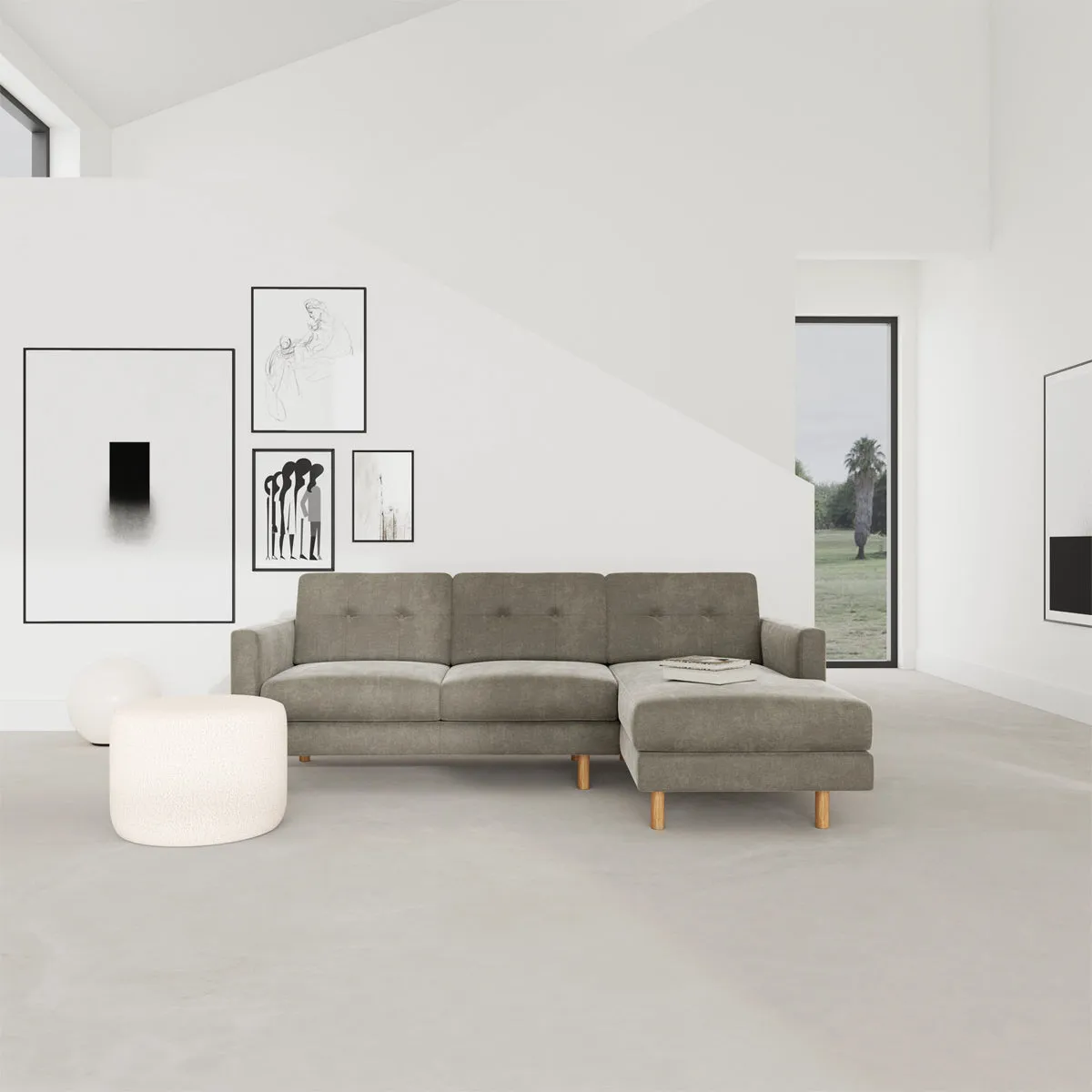 Conrad Fabric Right Chaise Sofa