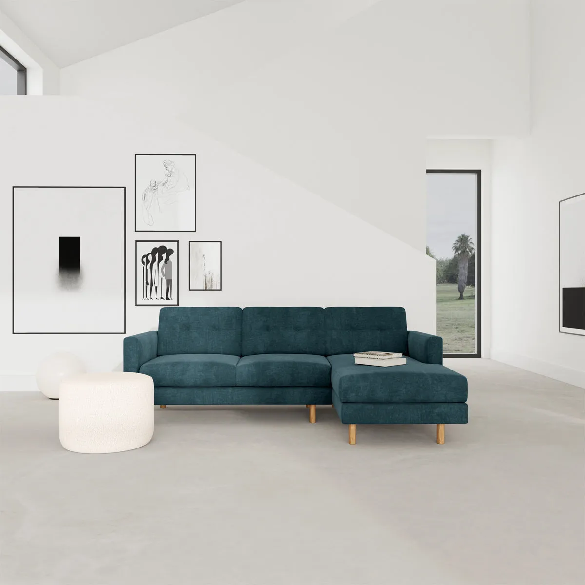 Conrad Fabric Right Chaise Sofa