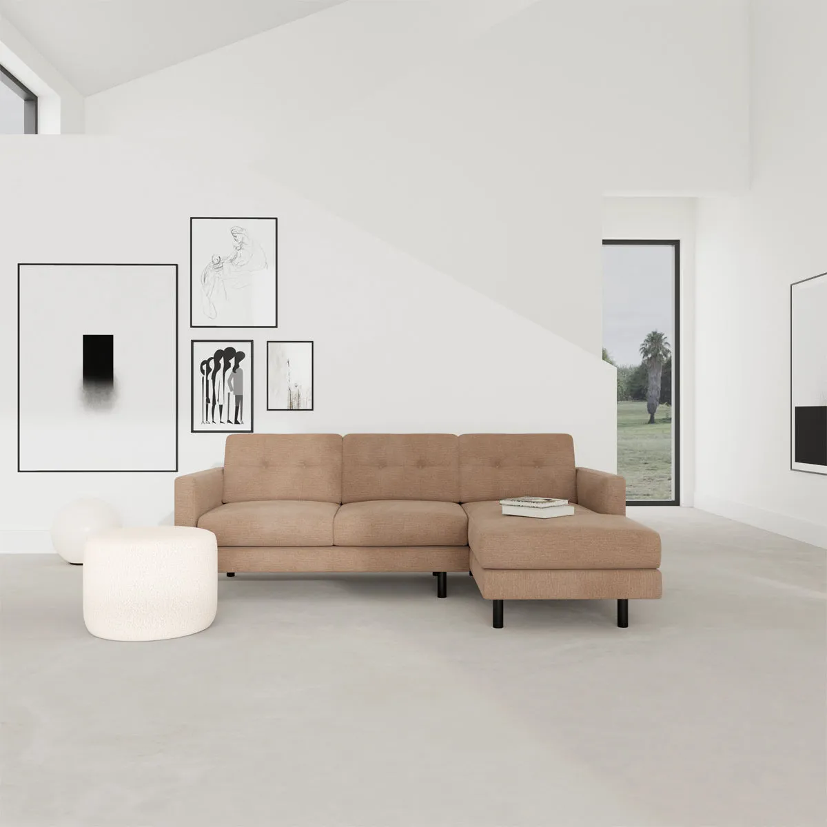 Conrad Fabric Right Chaise Sofa