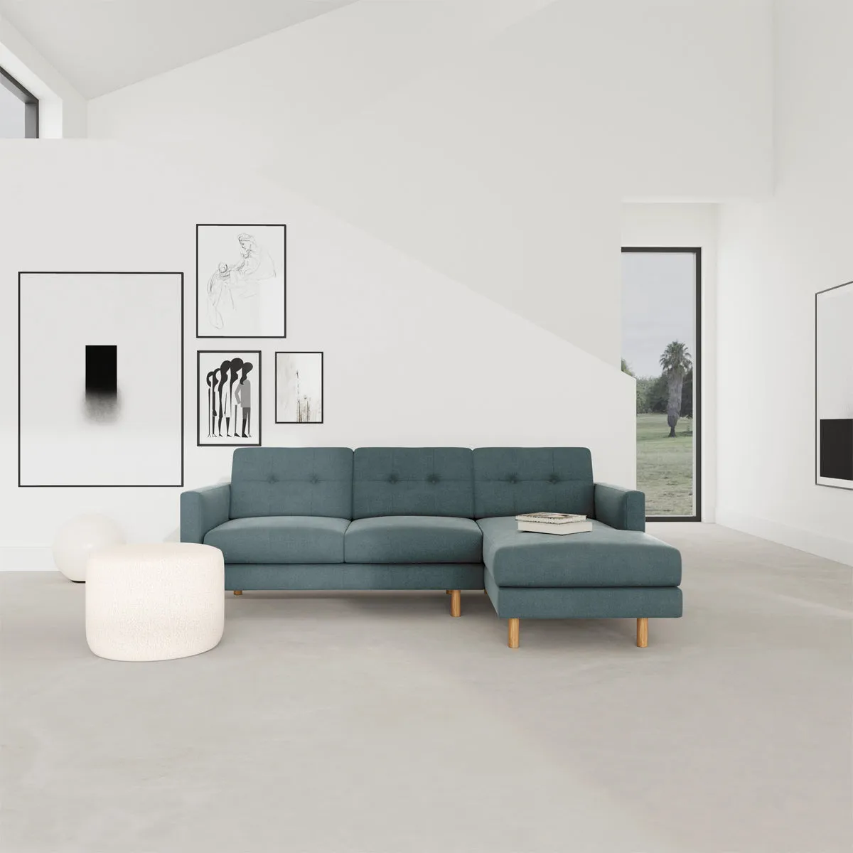 Conrad Fabric Right Chaise Sofa