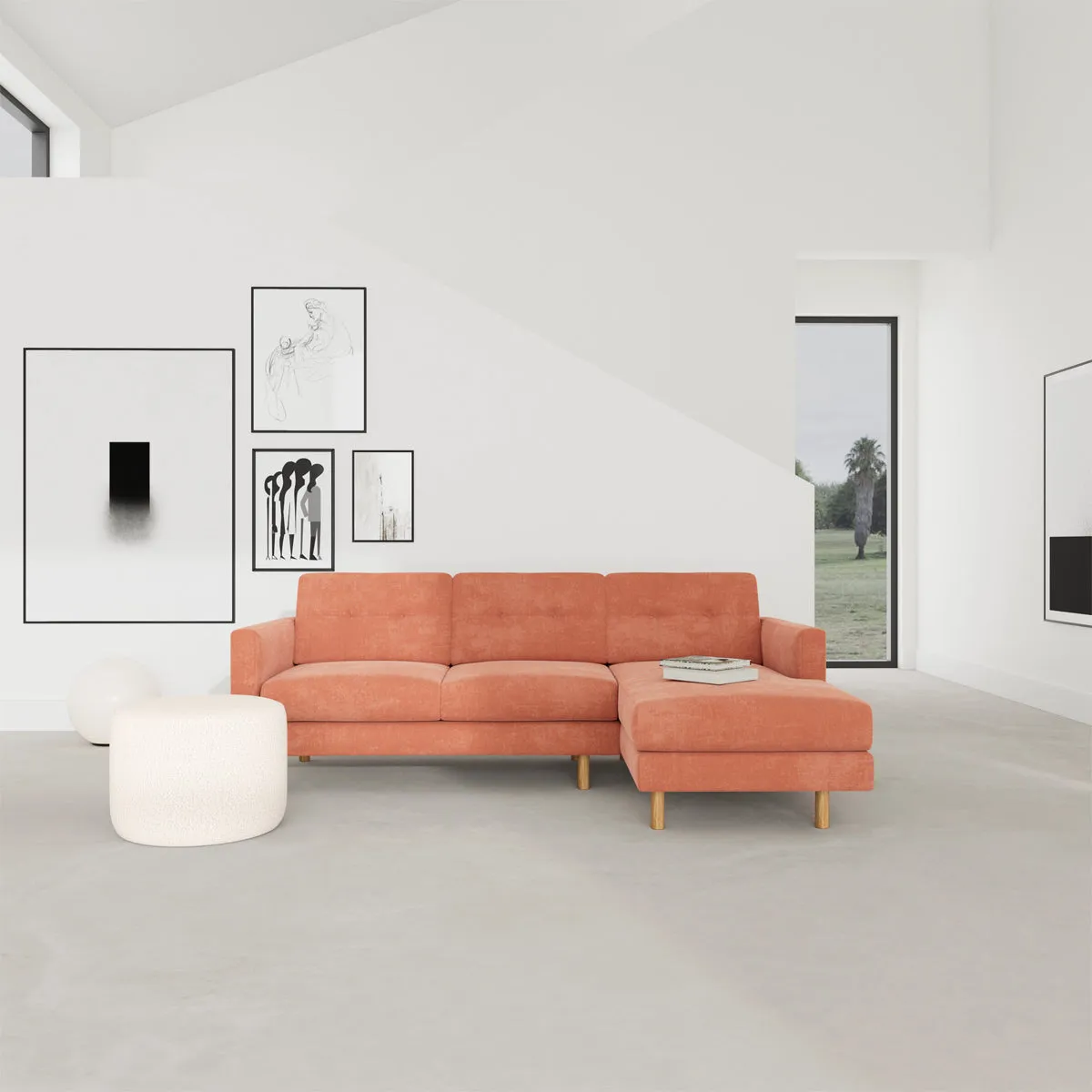 Conrad Fabric Right Chaise Sofa