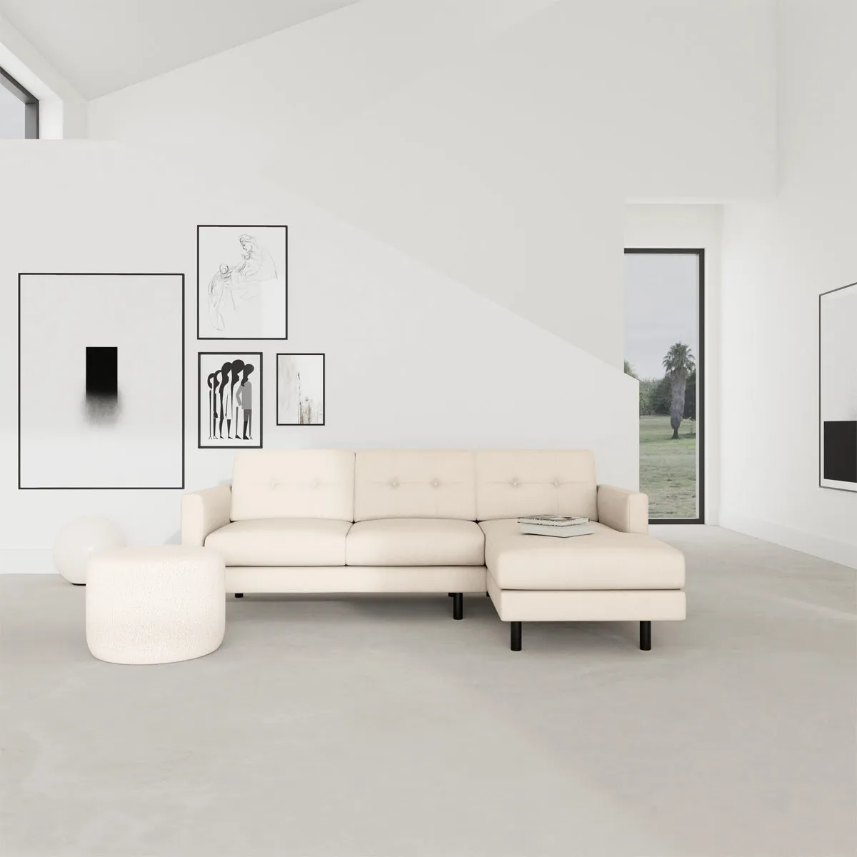 Conrad Fabric Right Chaise Sofa