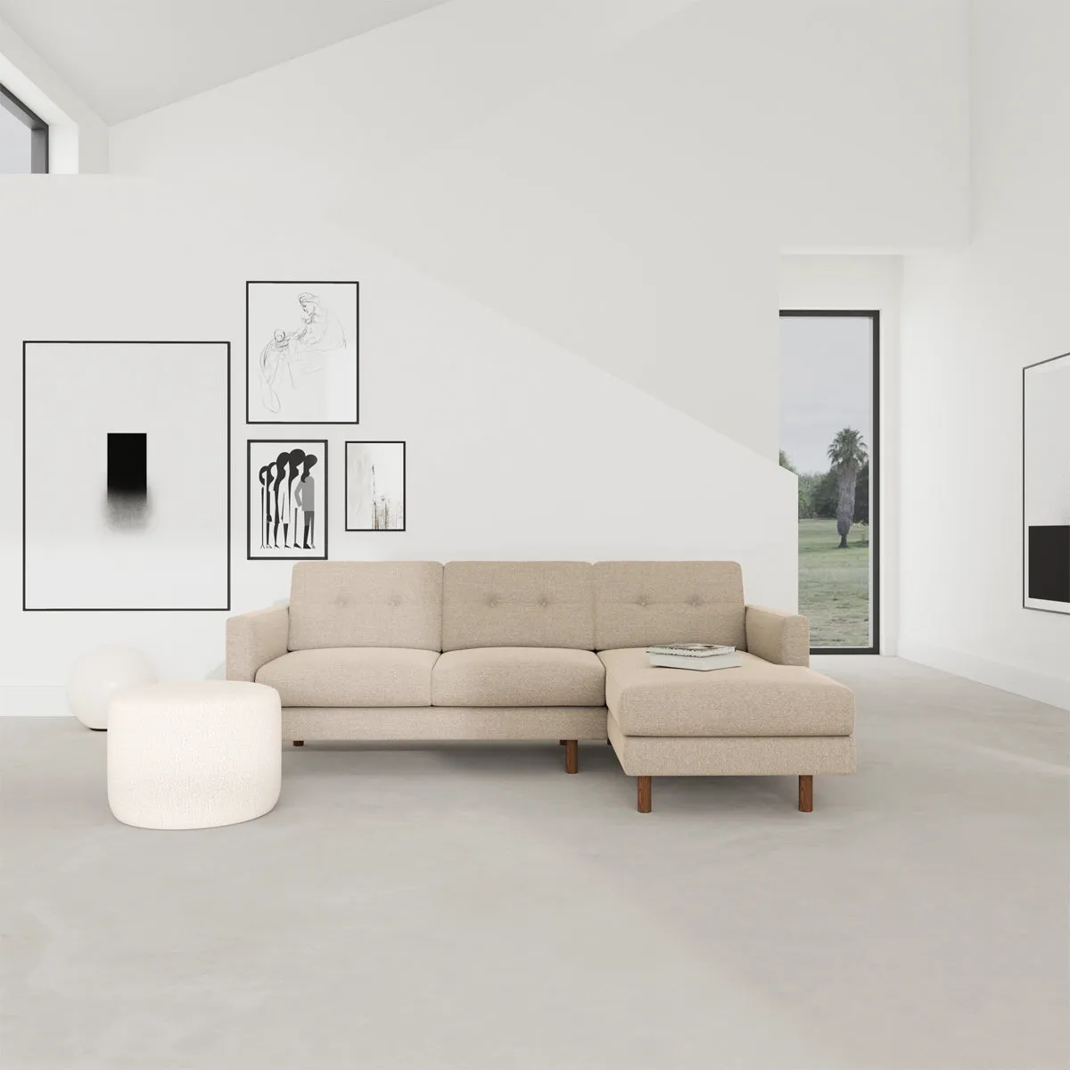 Conrad Fabric Right Chaise Sofa