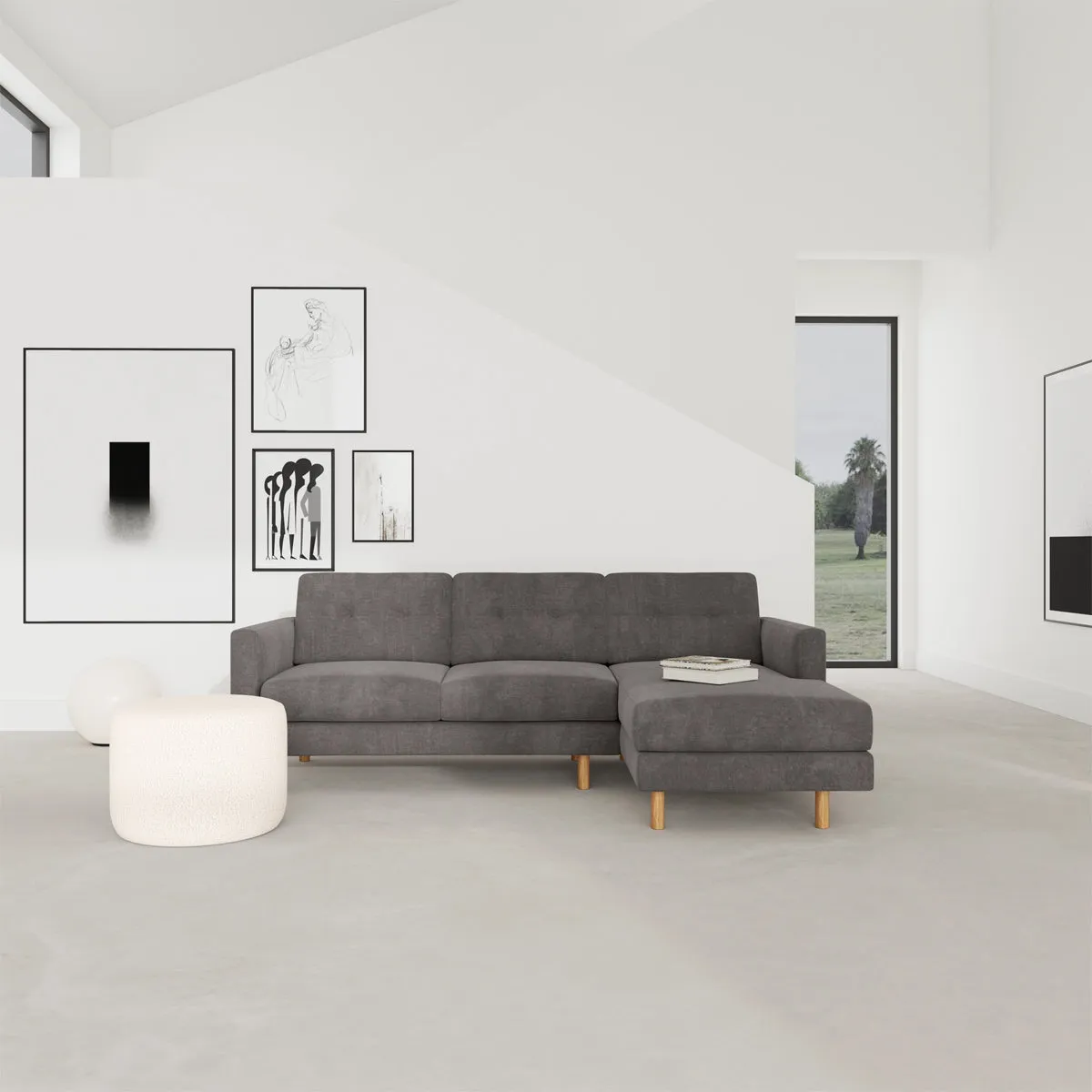 Conrad Fabric Right Chaise Sofa