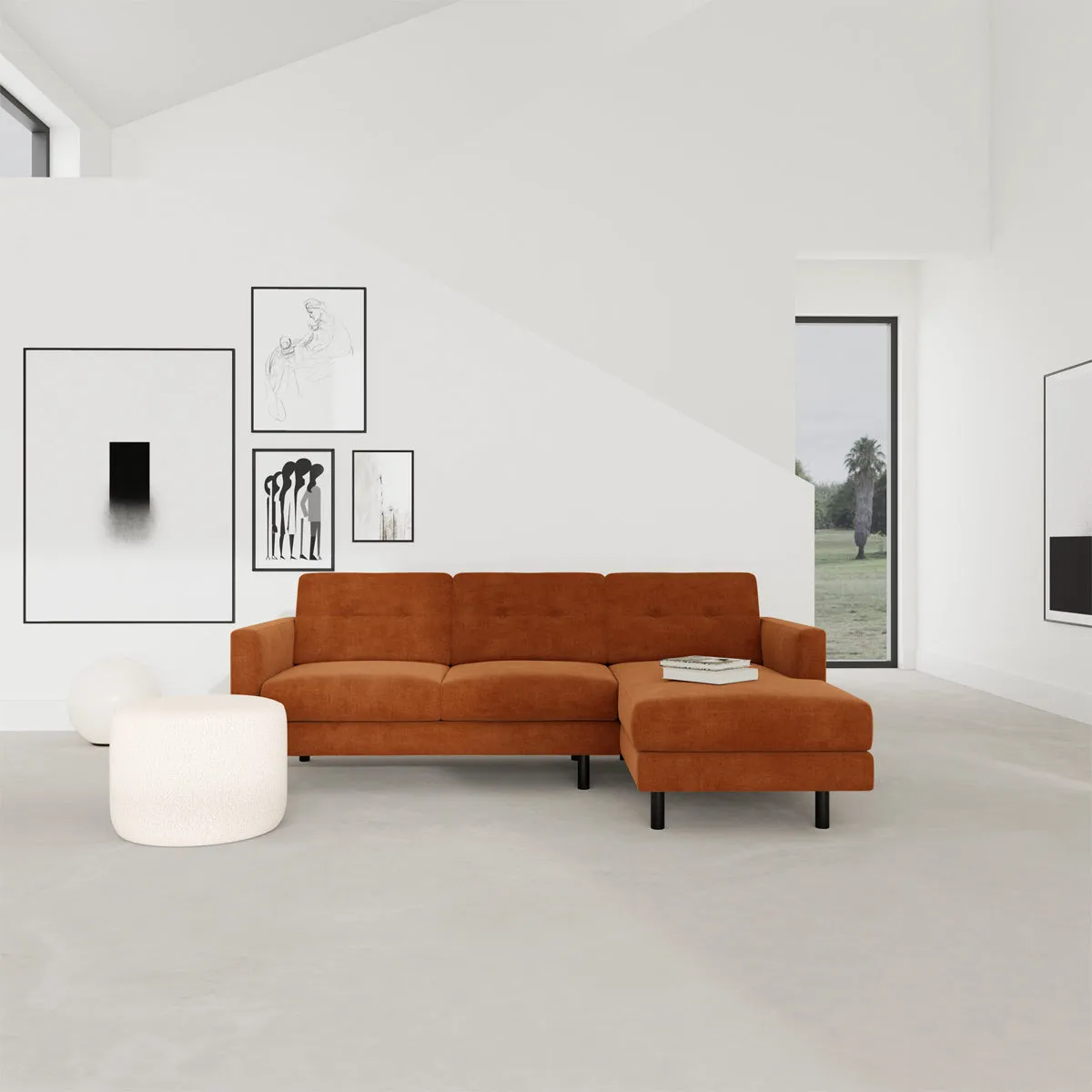 Conrad Fabric Right Chaise Sofa