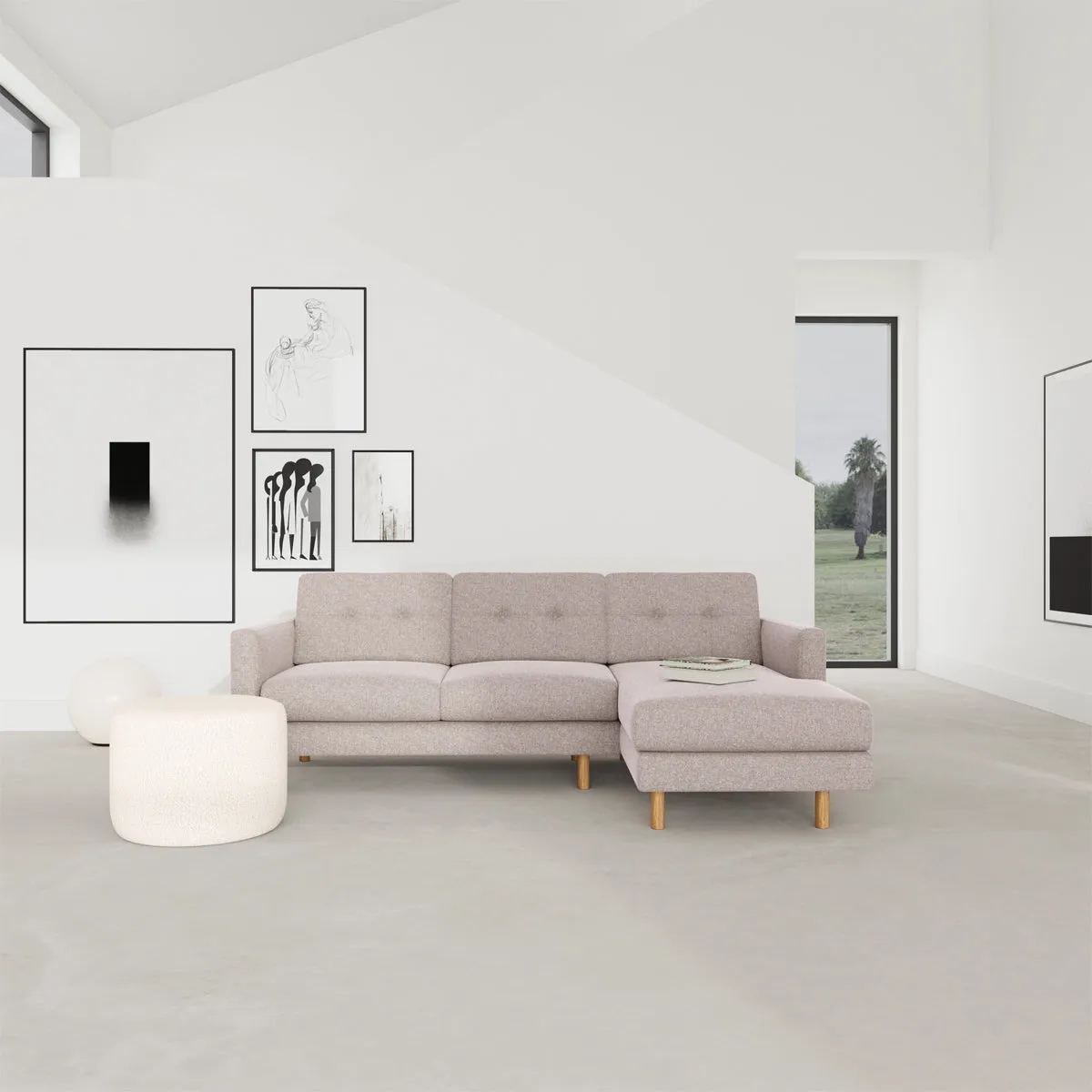 Conrad Fabric Right Chaise Sofa