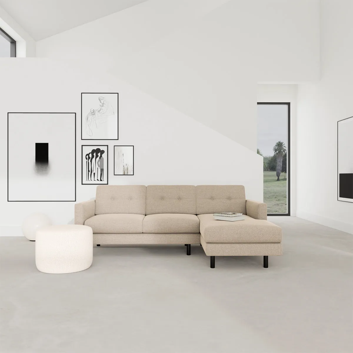 Conrad Fabric Right Chaise Sofa