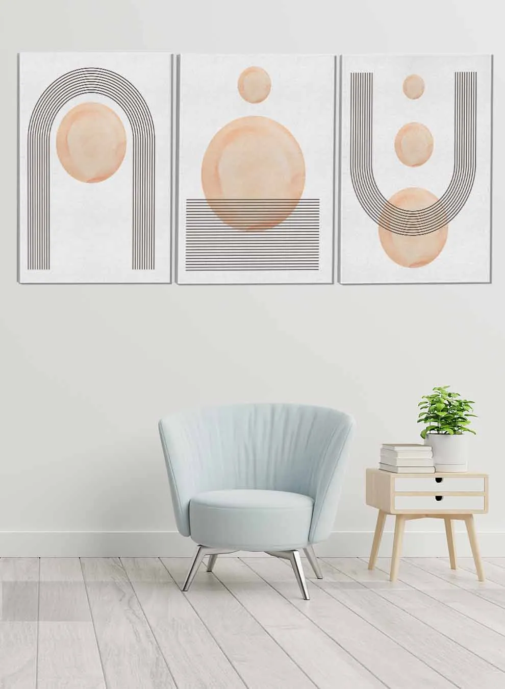 Contemporary Shapes Lines Abstract Paintings(set of 3)