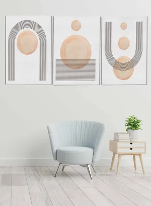 Contemporary Shapes Lines Abstract Paintings(set of 3)