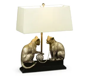 Curated Collection - Antique Dark Bronze Cats & Yarn Lamp