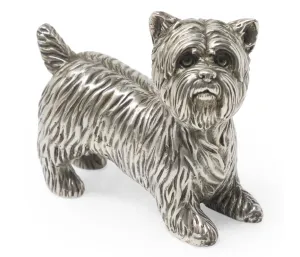 Curated Collection - Antique White Brass Yorkshire Terrier Dog