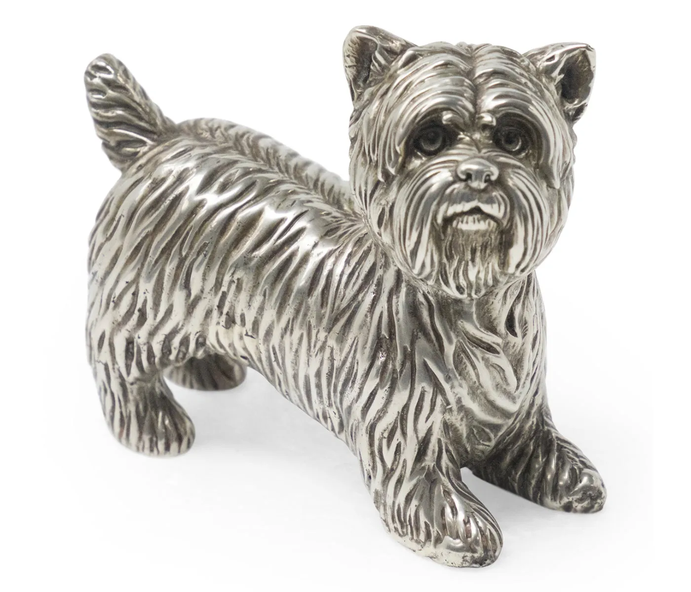 Curated Collection - Antique White Brass Yorkshire Terrier Dog