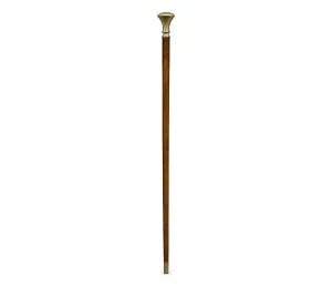 Curated Collection - Mahogany Walking Stick with Brass Pommel Topper