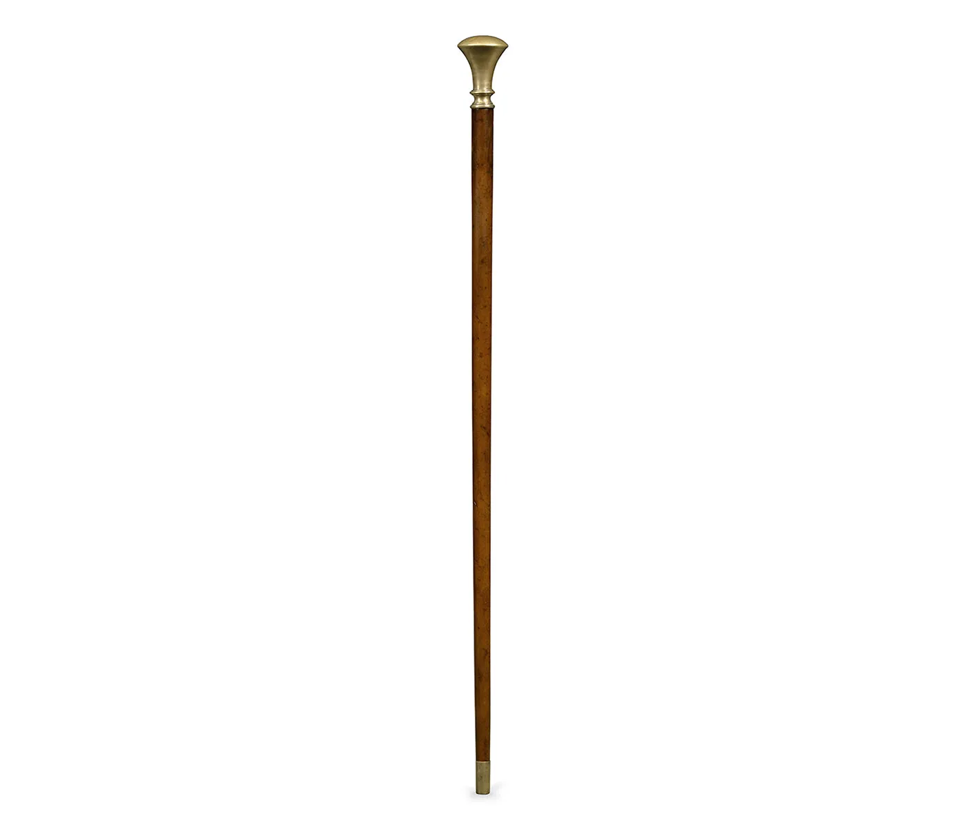 Curated Collection - Mahogany Walking Stick with Brass Pommel Topper