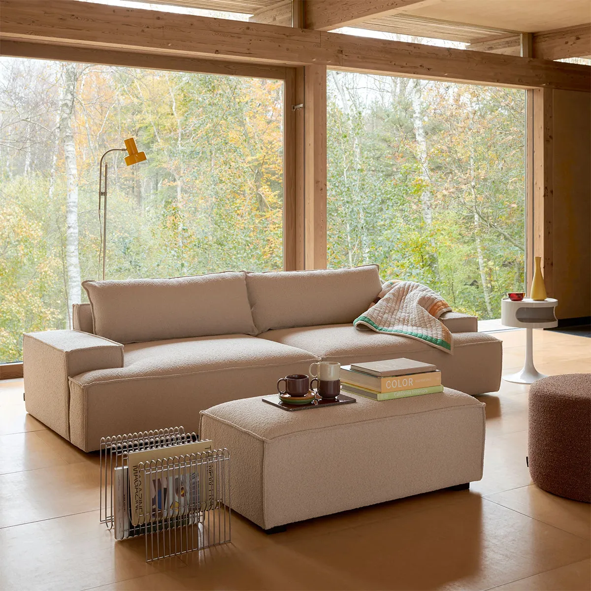 Daphne Boucle 1 Seater Right Chaise Modular Sofa