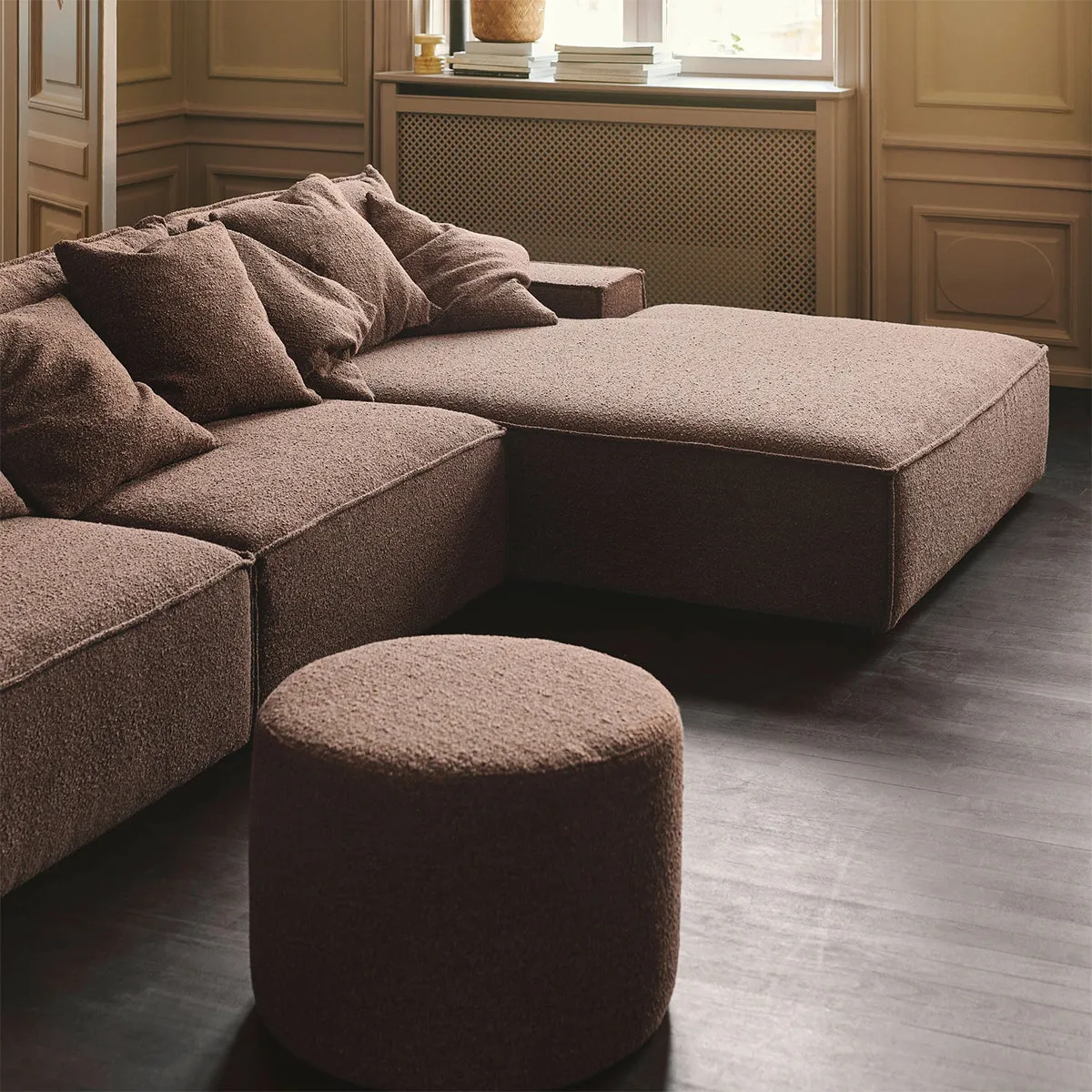 Daphne Boucle 1 Seater Right Chaise Modular Sofa