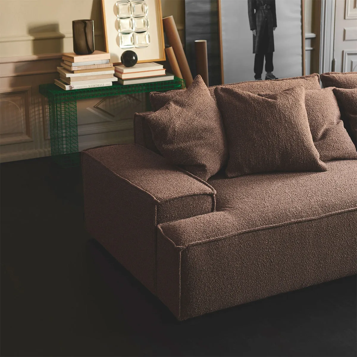 Daphne Boucle 1 Seater Right Chaise Modular Sofa