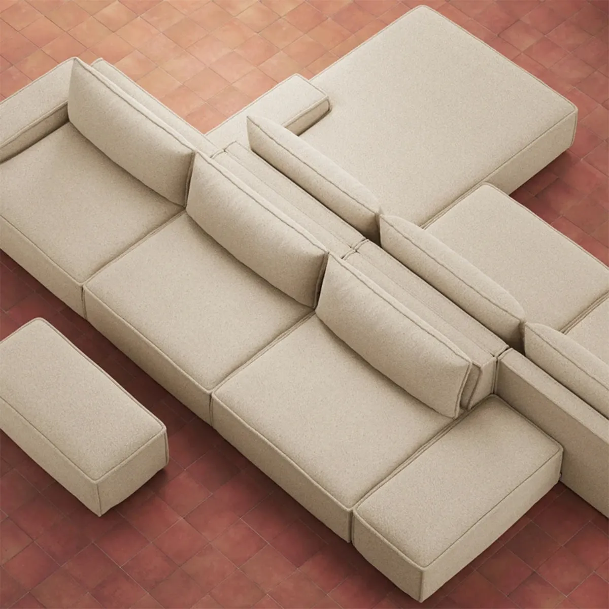 Daphne Boucle 1 Seater Right Chaise Modular Sofa