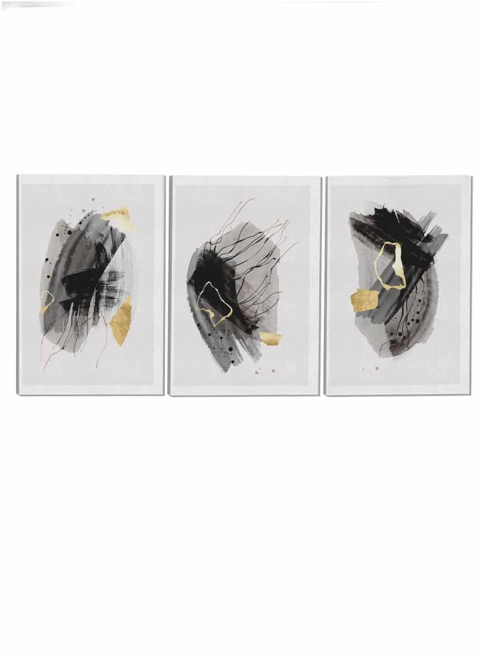 Dark Lines Abstract Paintings(set of 3)