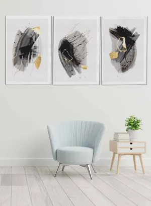 Dark Lines Abstract Paintings(set of 3)