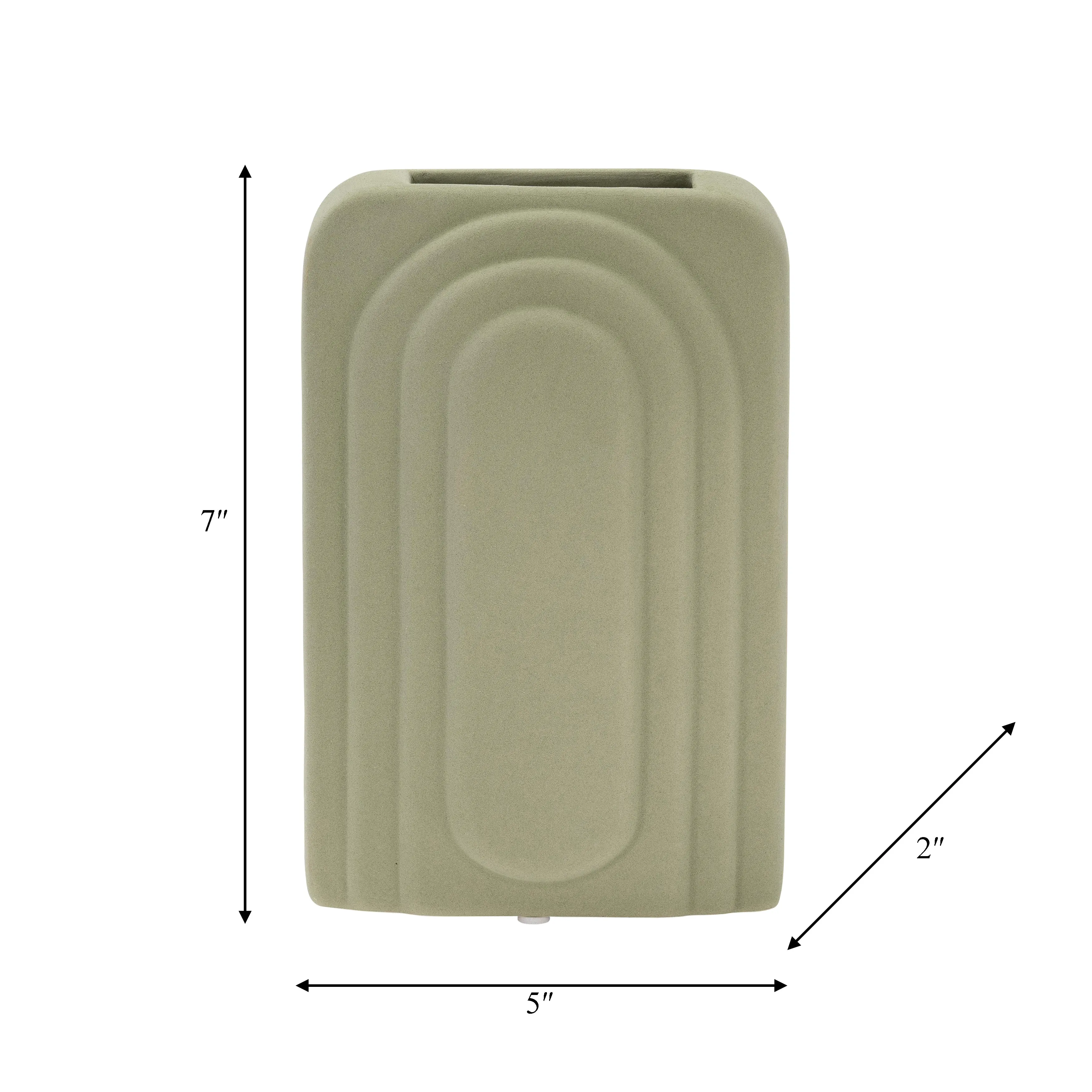 DOL, 7" RECTANGULAR VASE,DARK SAGE