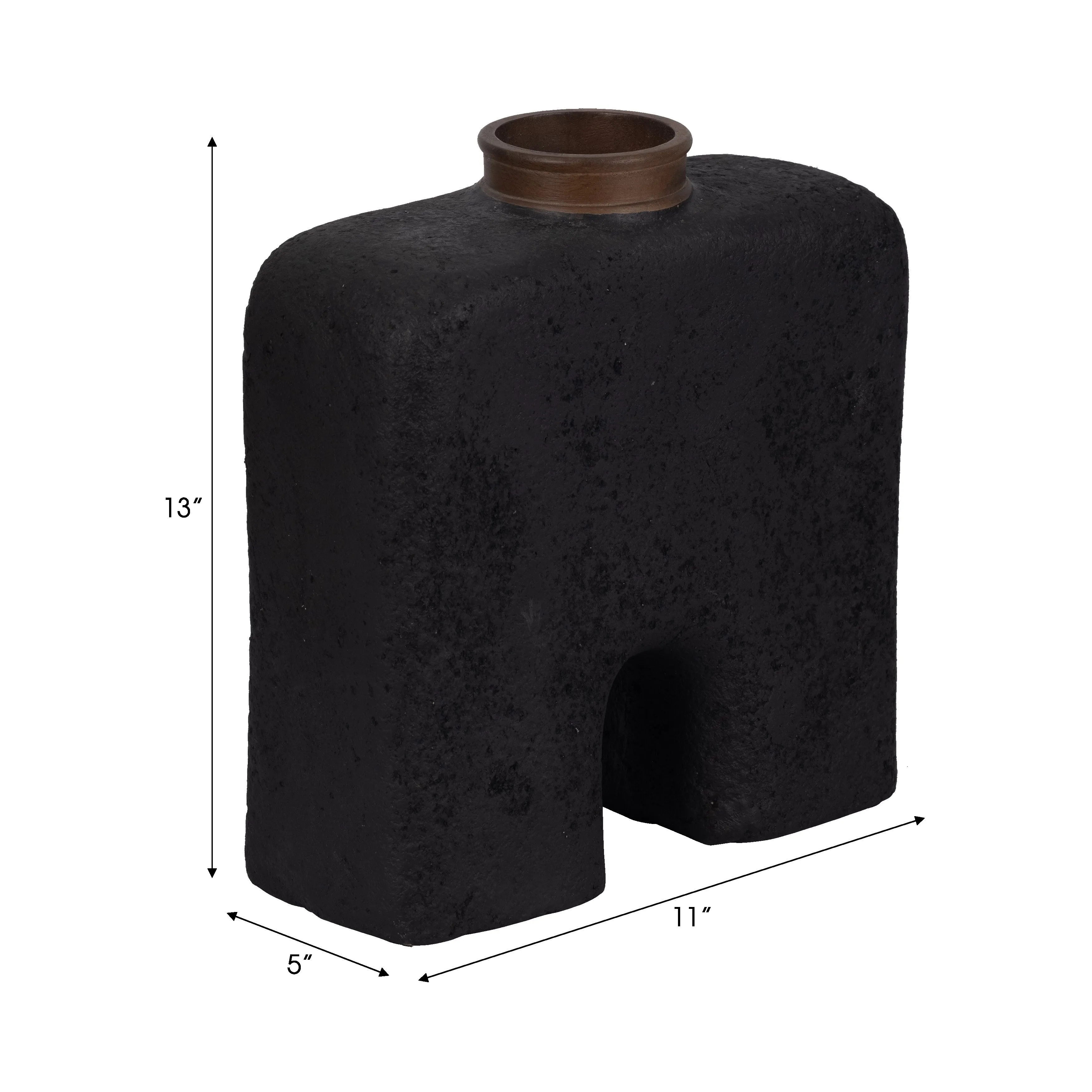 Ecomix, 13"H Abstract Vase, Black