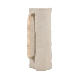 Ecomix, 15" Crafted Vase W Handle, Ivory