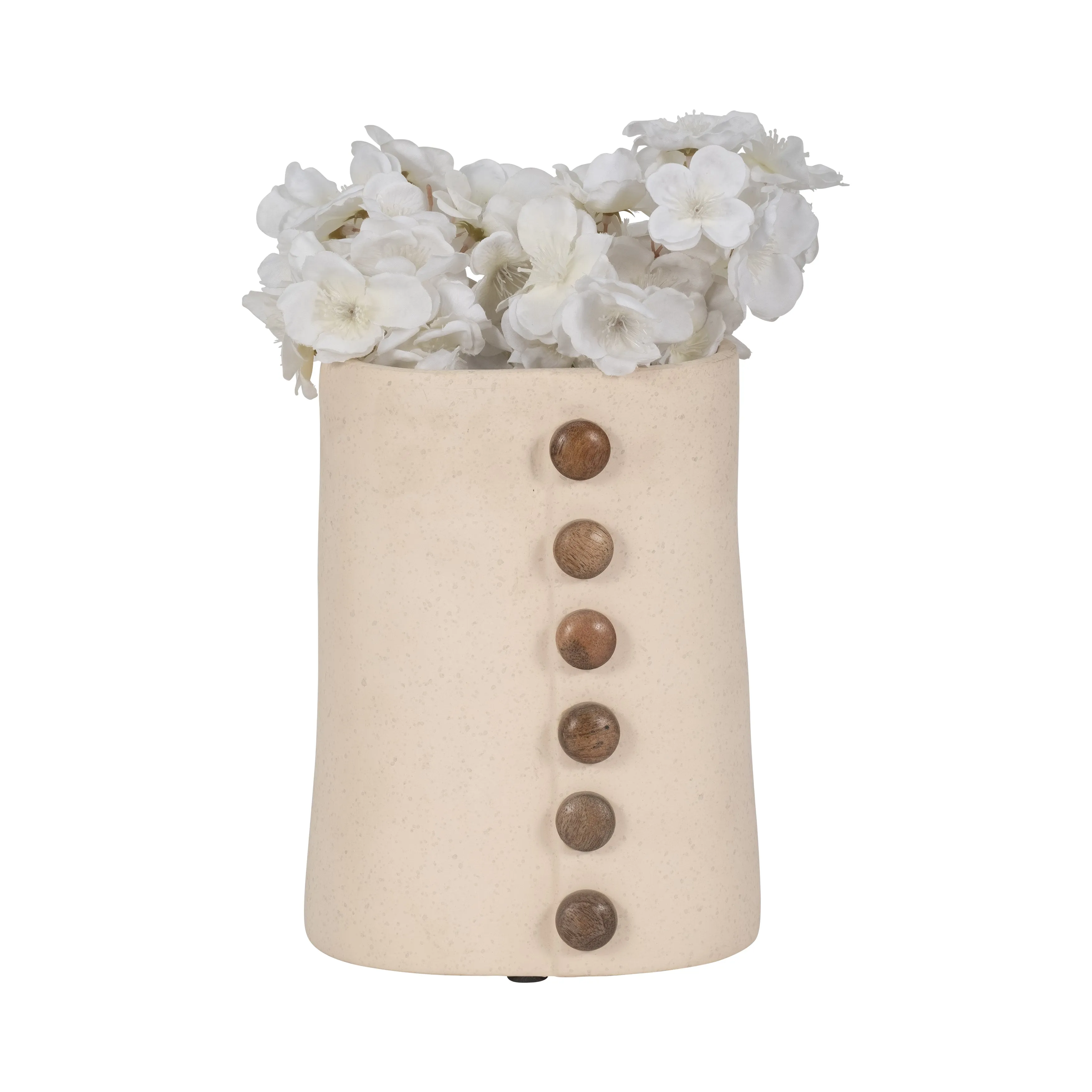 ECOMIX, 9" BUTTON VASE, IVORY
