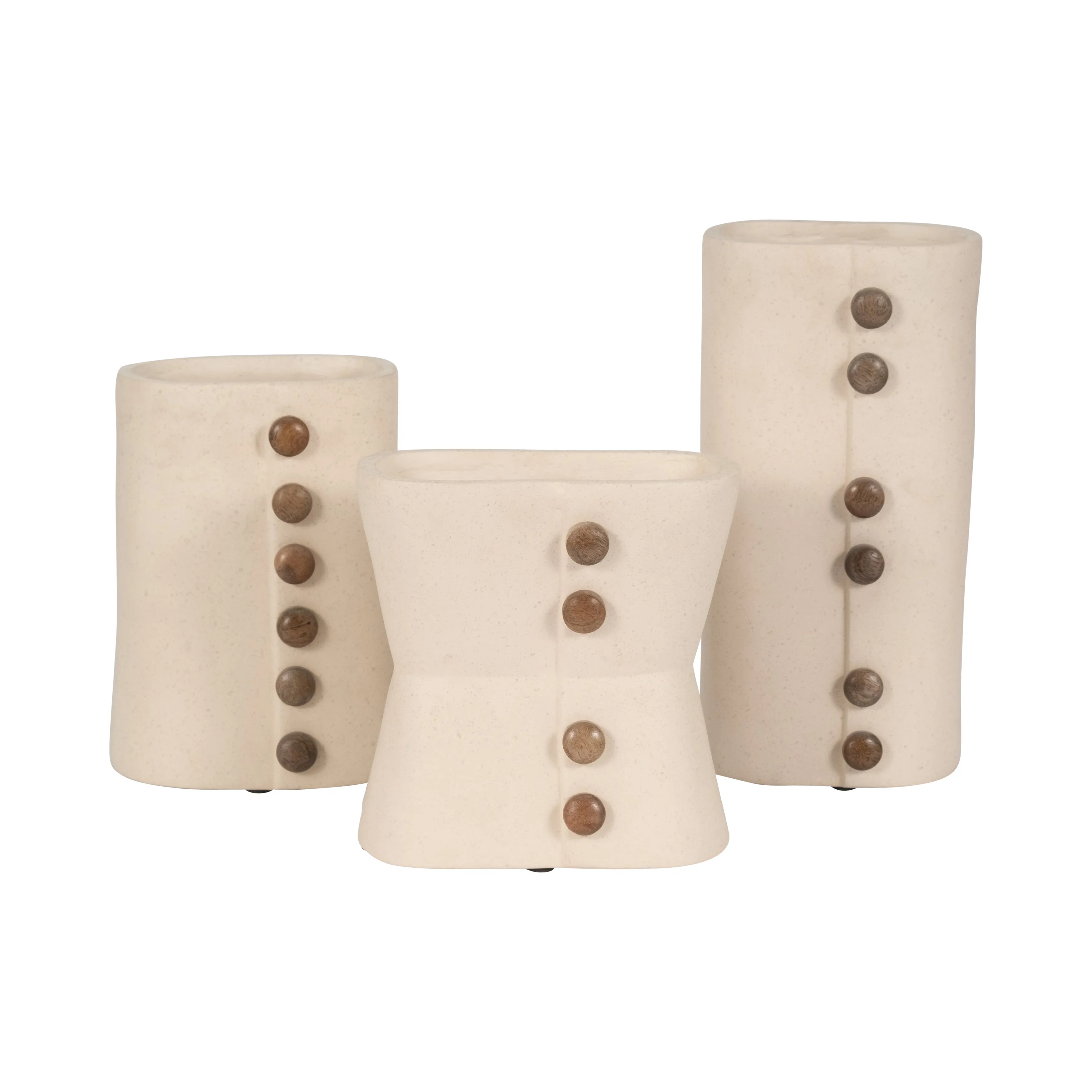ECOMIX, 9" BUTTON VASE, IVORY