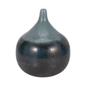 Glass, 10" 2-tone Metallic Vase, Sea Green