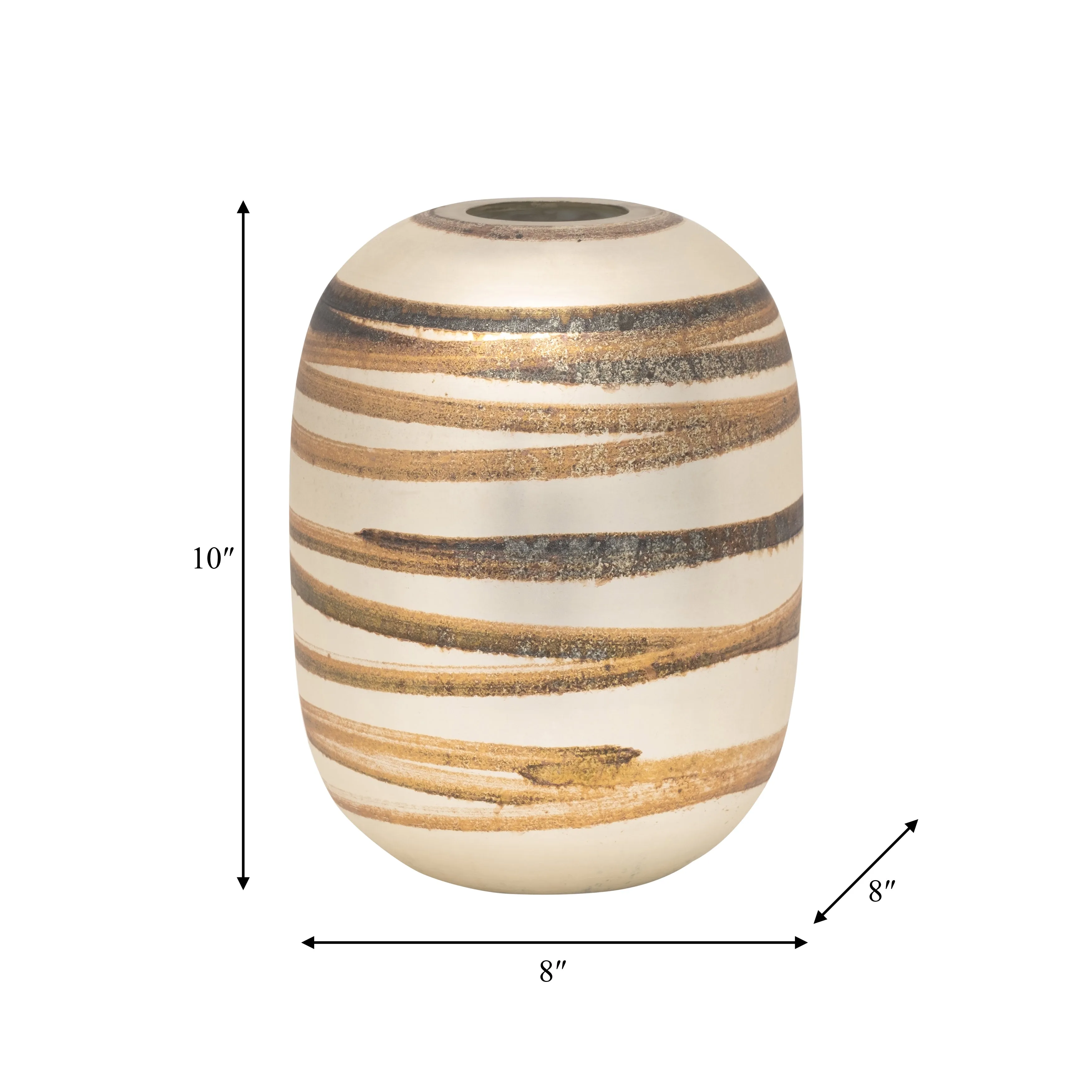 GLASS, 10" ANTIQUE RING VASE, GOLD