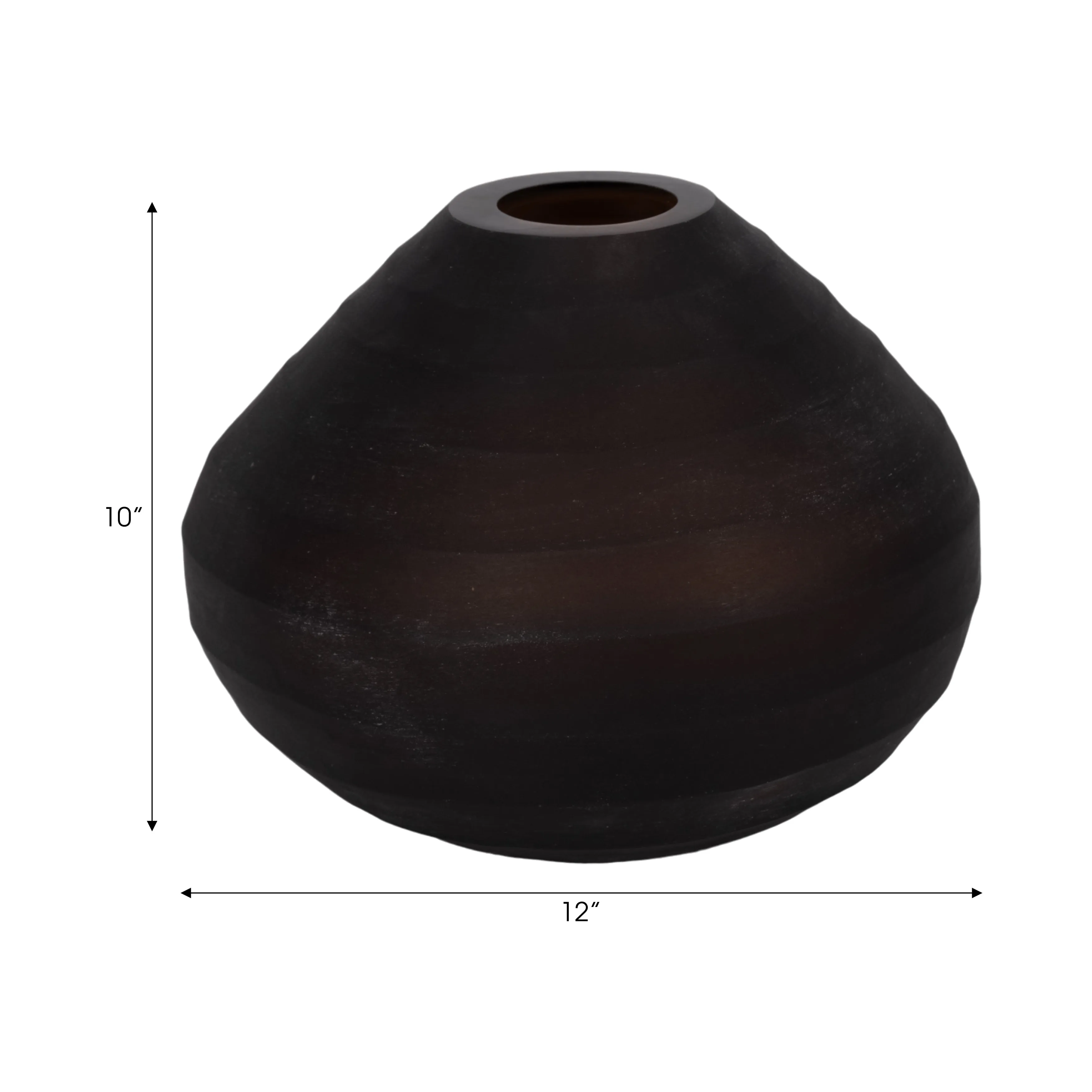 Glass, 10" Rotund Vase, Smokey Brown