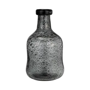GLASS, 11H" IRREGULAR SHAPE VASE, SMOKE