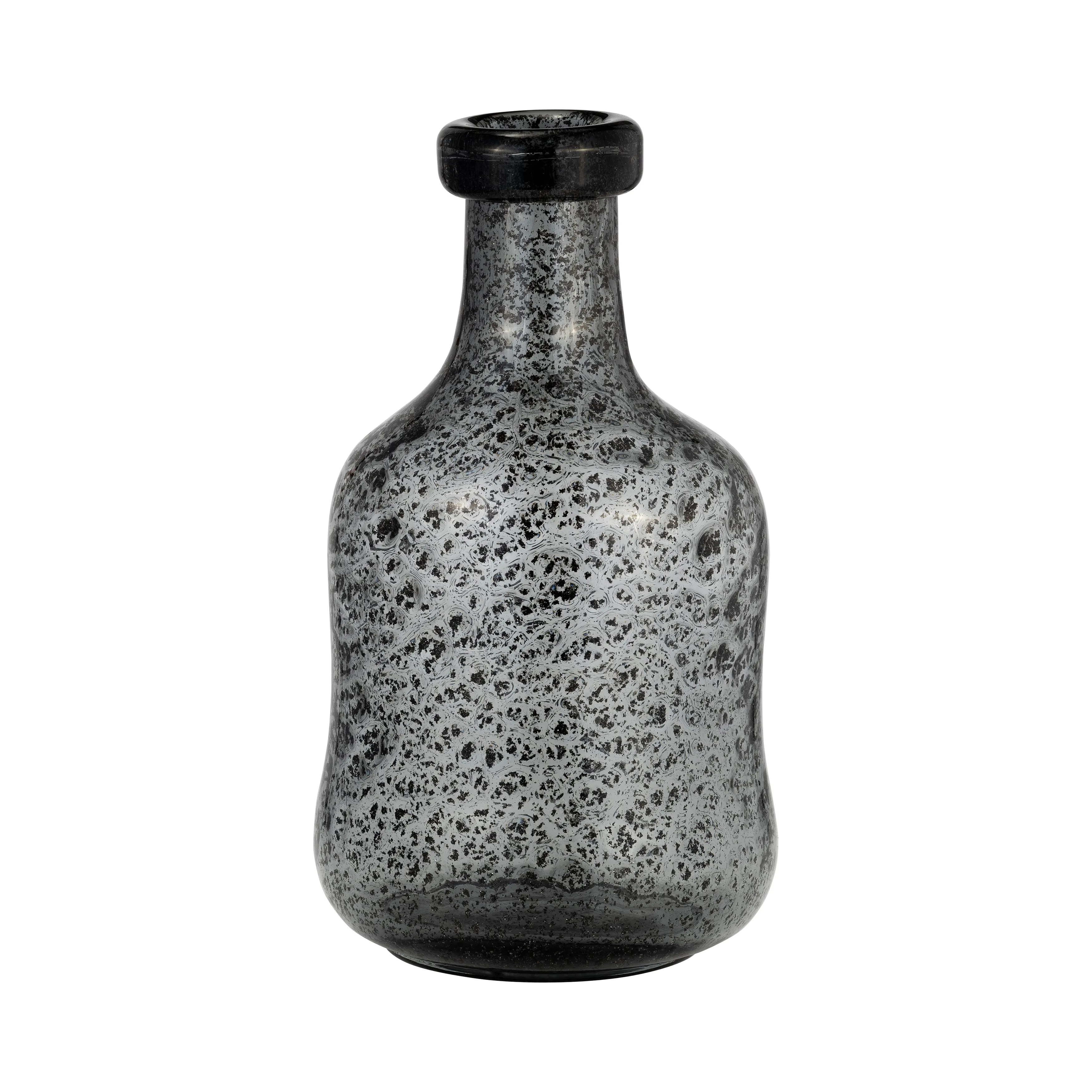 GLASS, 11H" IRREGULAR SHAPE VASE, SMOKE