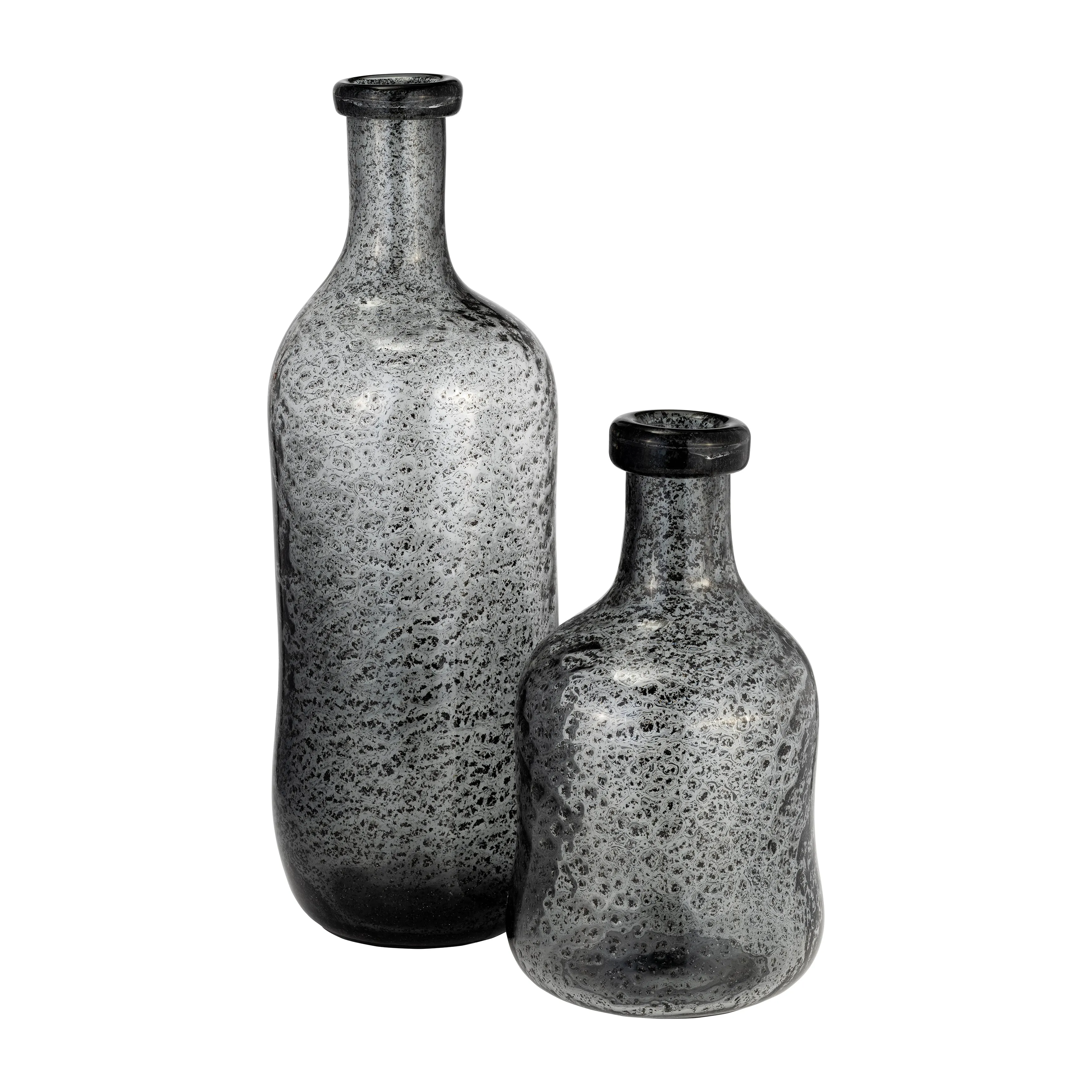 GLASS, 11H" IRREGULAR SHAPE VASE, SMOKE