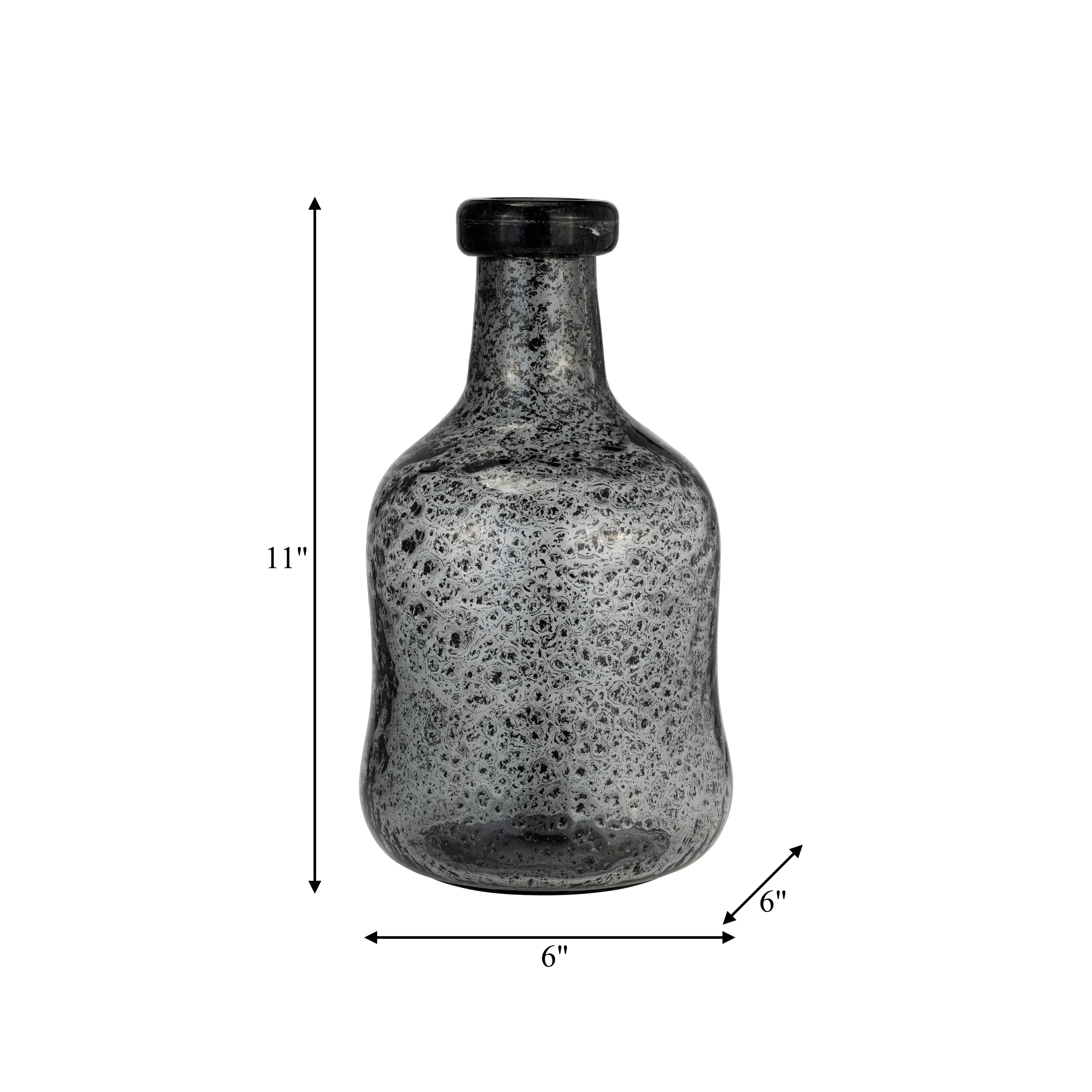 GLASS, 11H" IRREGULAR SHAPE VASE, SMOKE