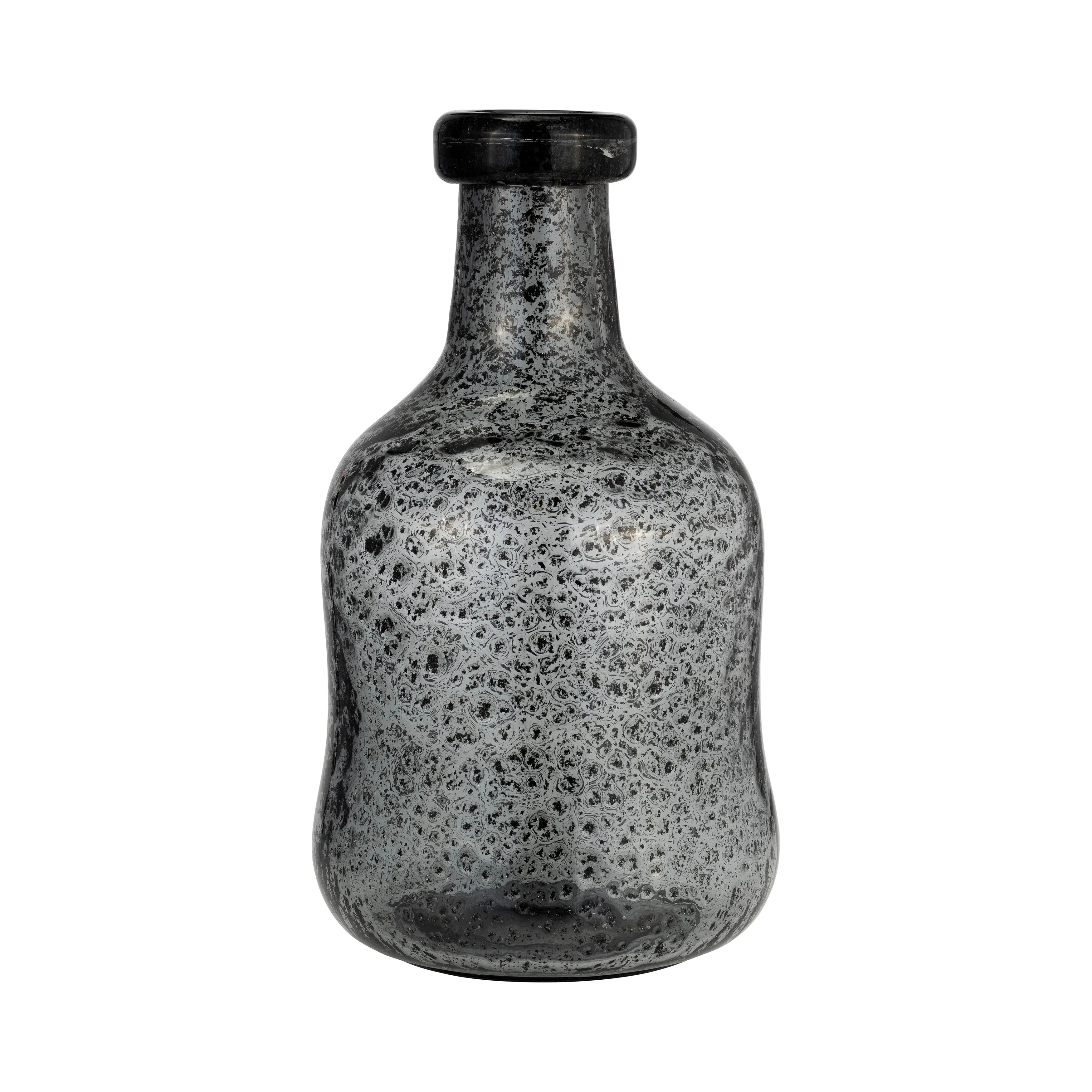 GLASS, 11H" IRREGULAR SHAPE VASE, SMOKE