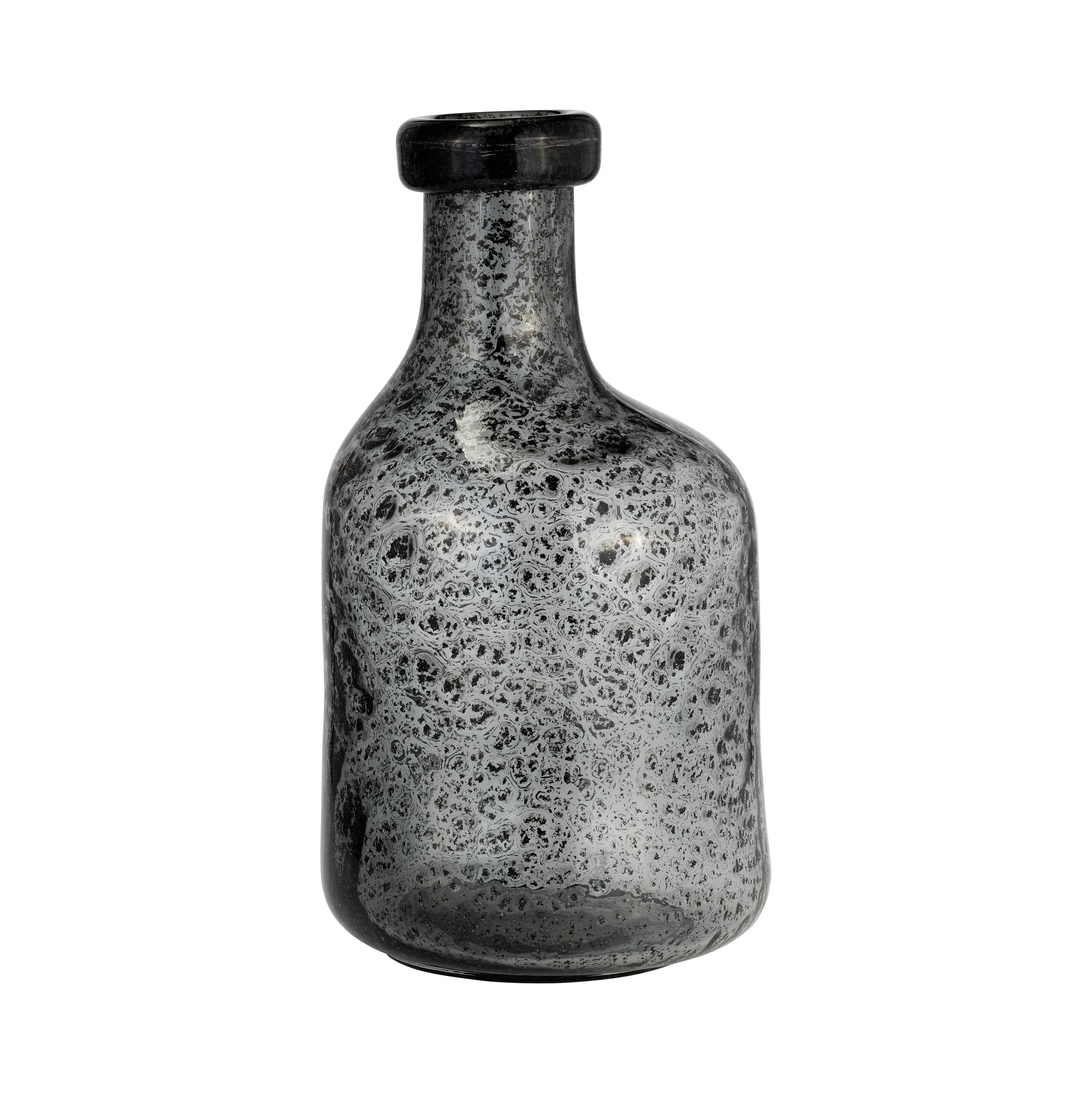 GLASS, 11H" IRREGULAR SHAPE VASE, SMOKE