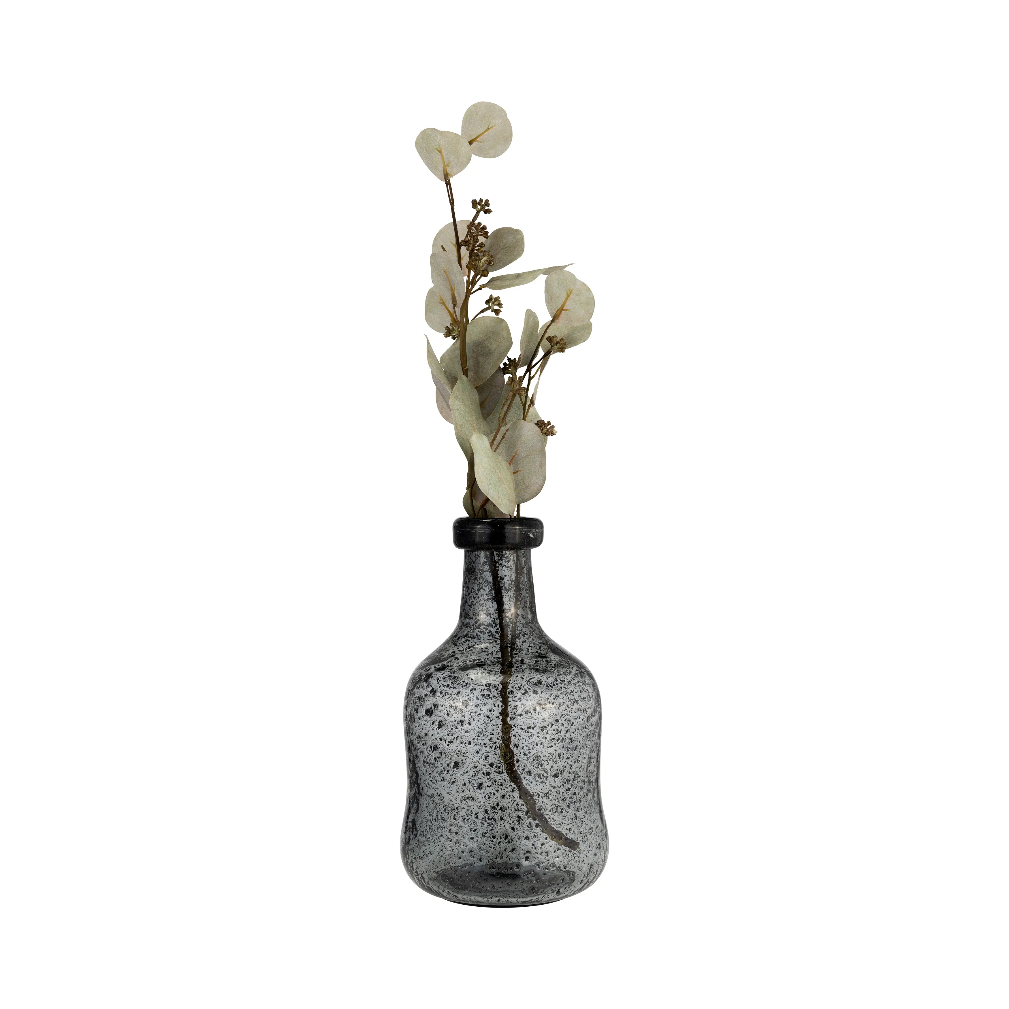 GLASS, 11H" IRREGULAR SHAPE VASE, SMOKE