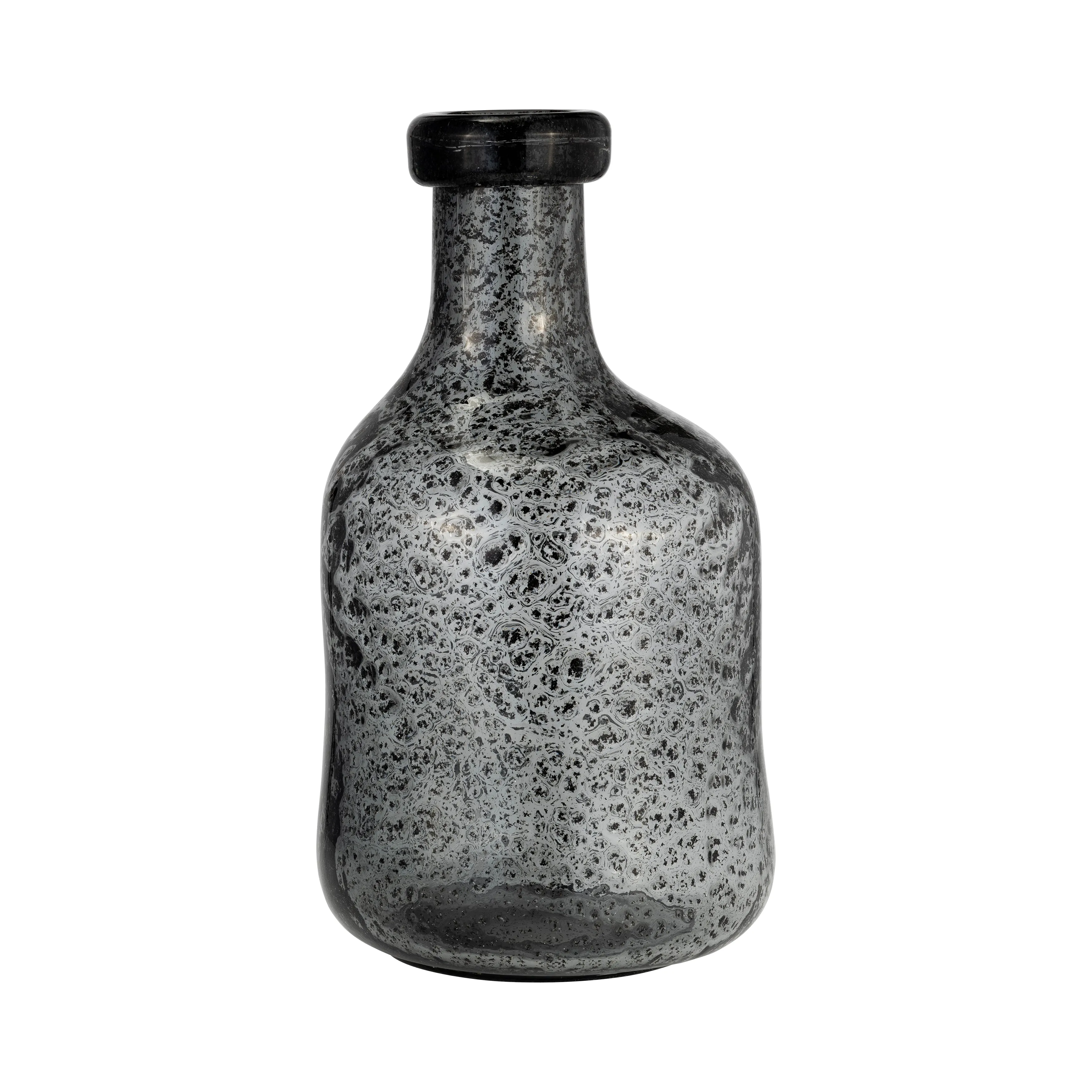 GLASS, 11H" IRREGULAR SHAPE VASE, SMOKE