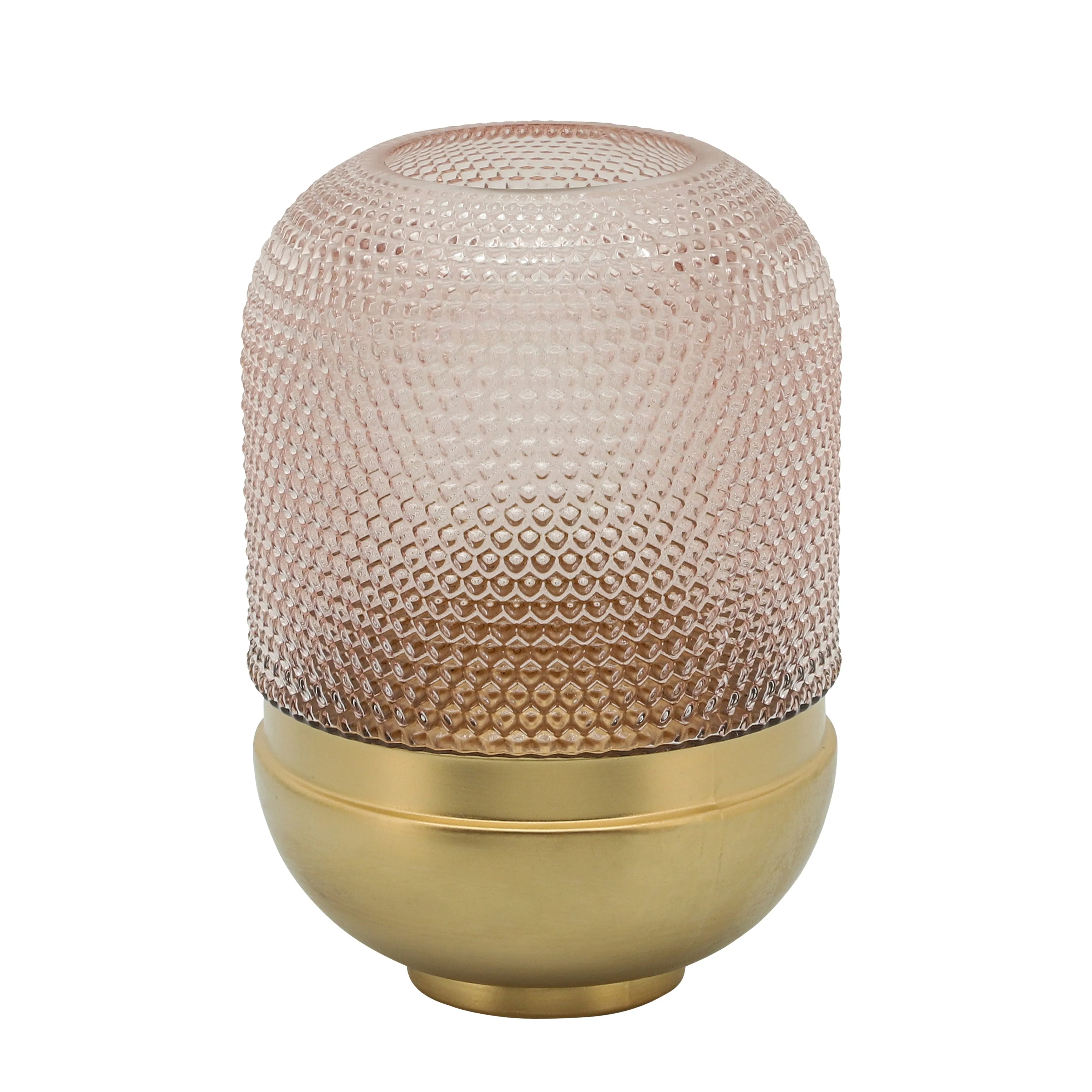 GLASS 11", TEXTURED DOTS, PINK/GOLD