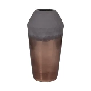 GLASS, 13" 2-TONE HAND-CUT VASE, METALLIC