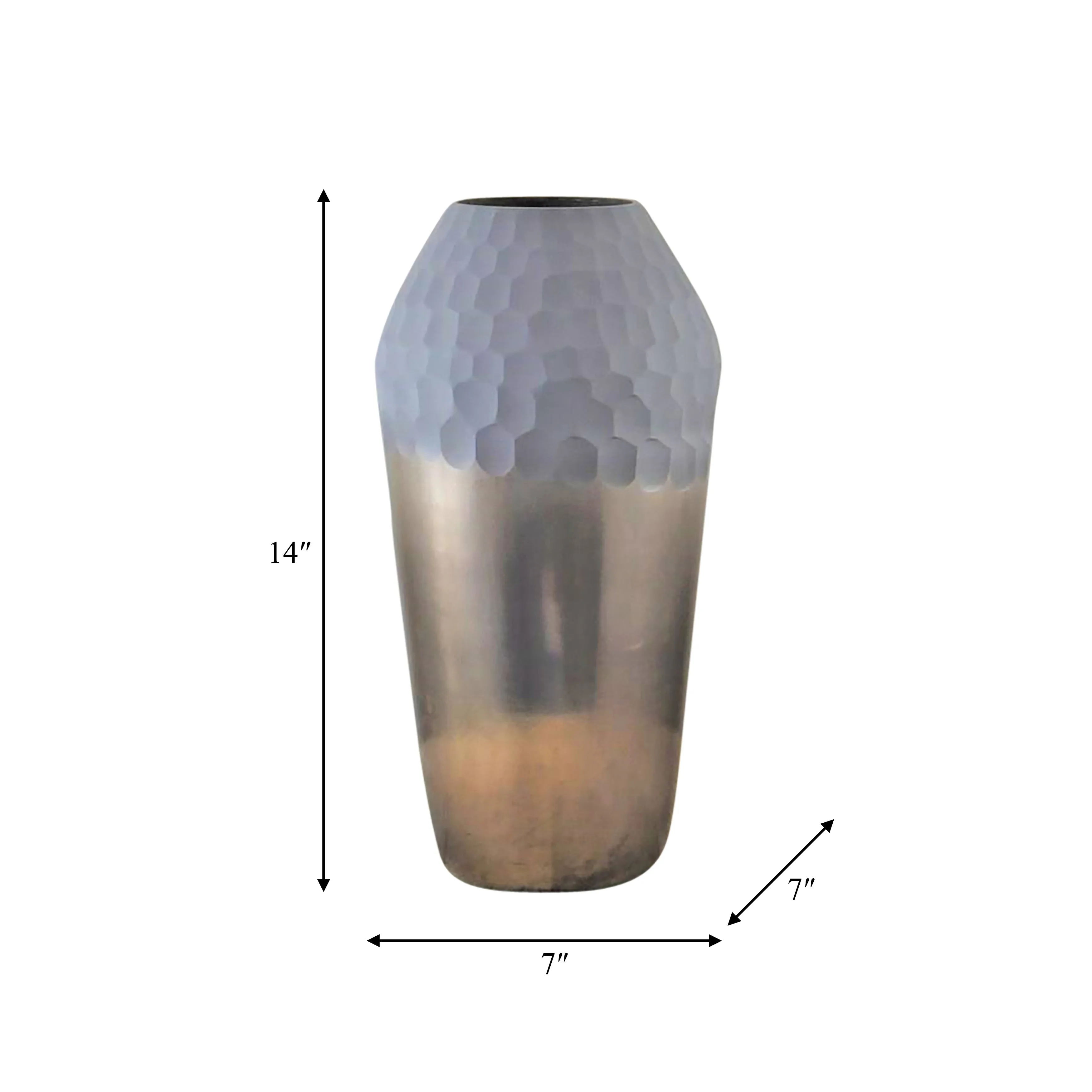GLASS, 13" 2-TONE HAND-CUT VASE, METALLIC