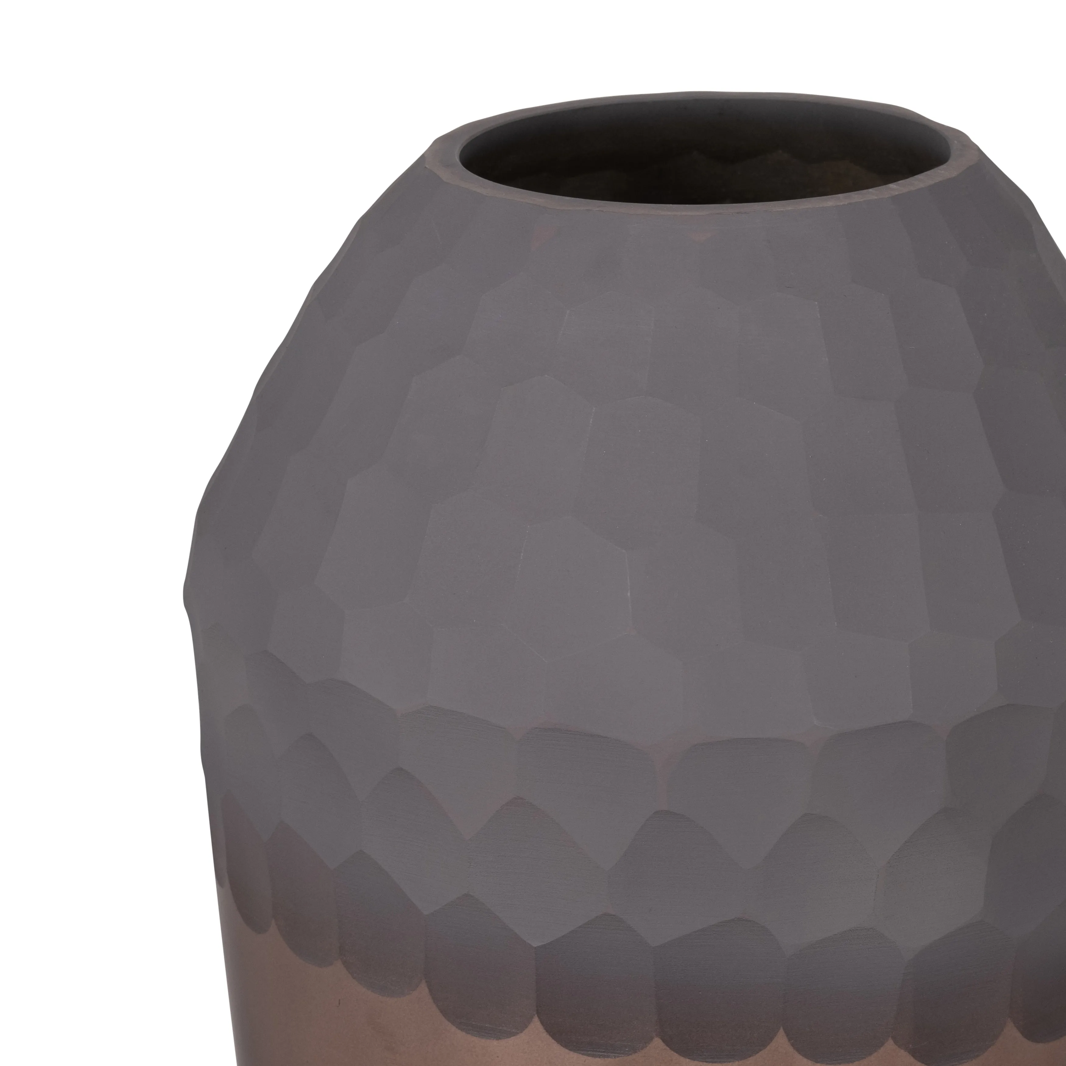 GLASS, 13" 2-TONE HAND-CUT VASE, METALLIC