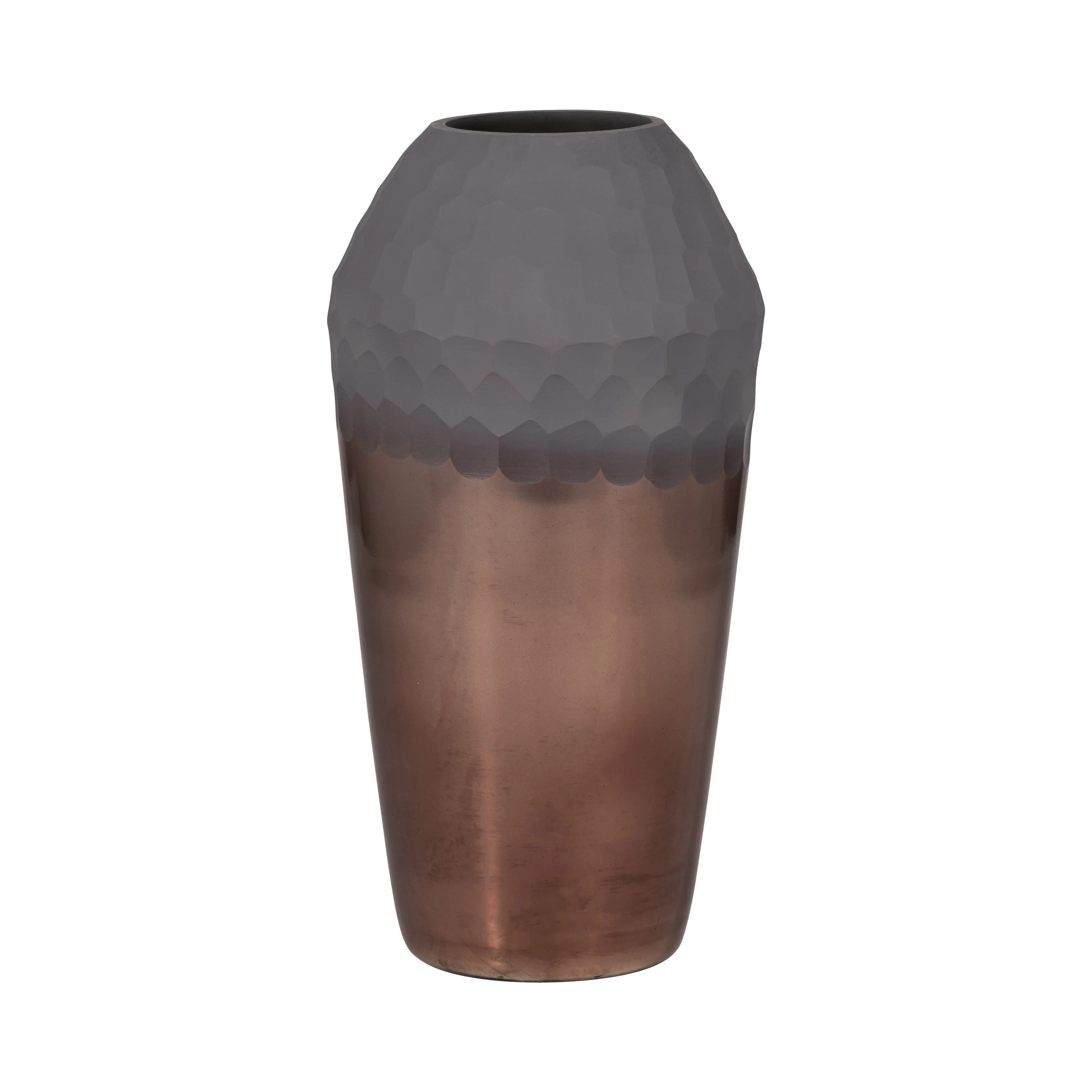 GLASS, 13" 2-TONE HAND-CUT VASE, METALLIC