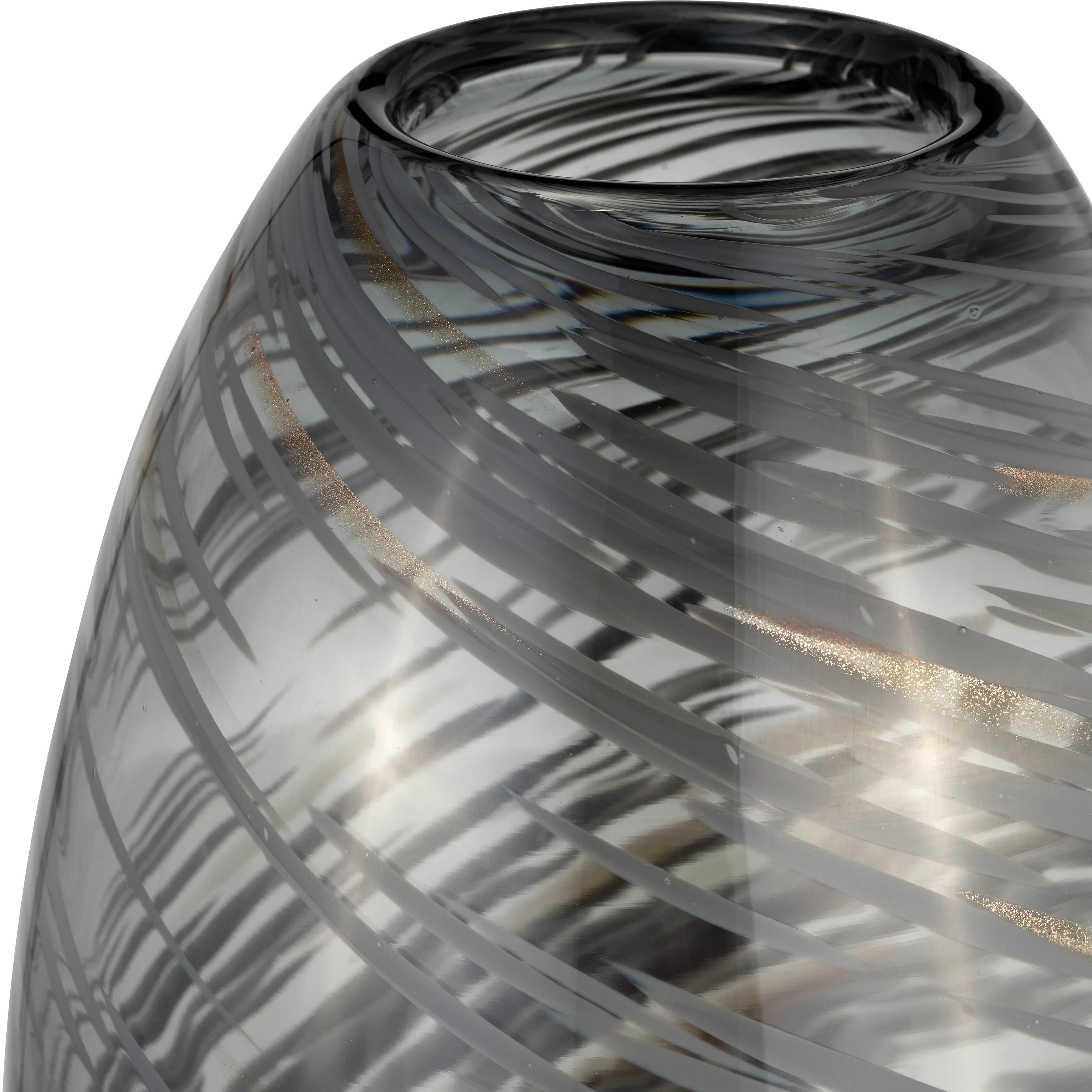 GLASS, 13"H SWIRL VASE, BLACK