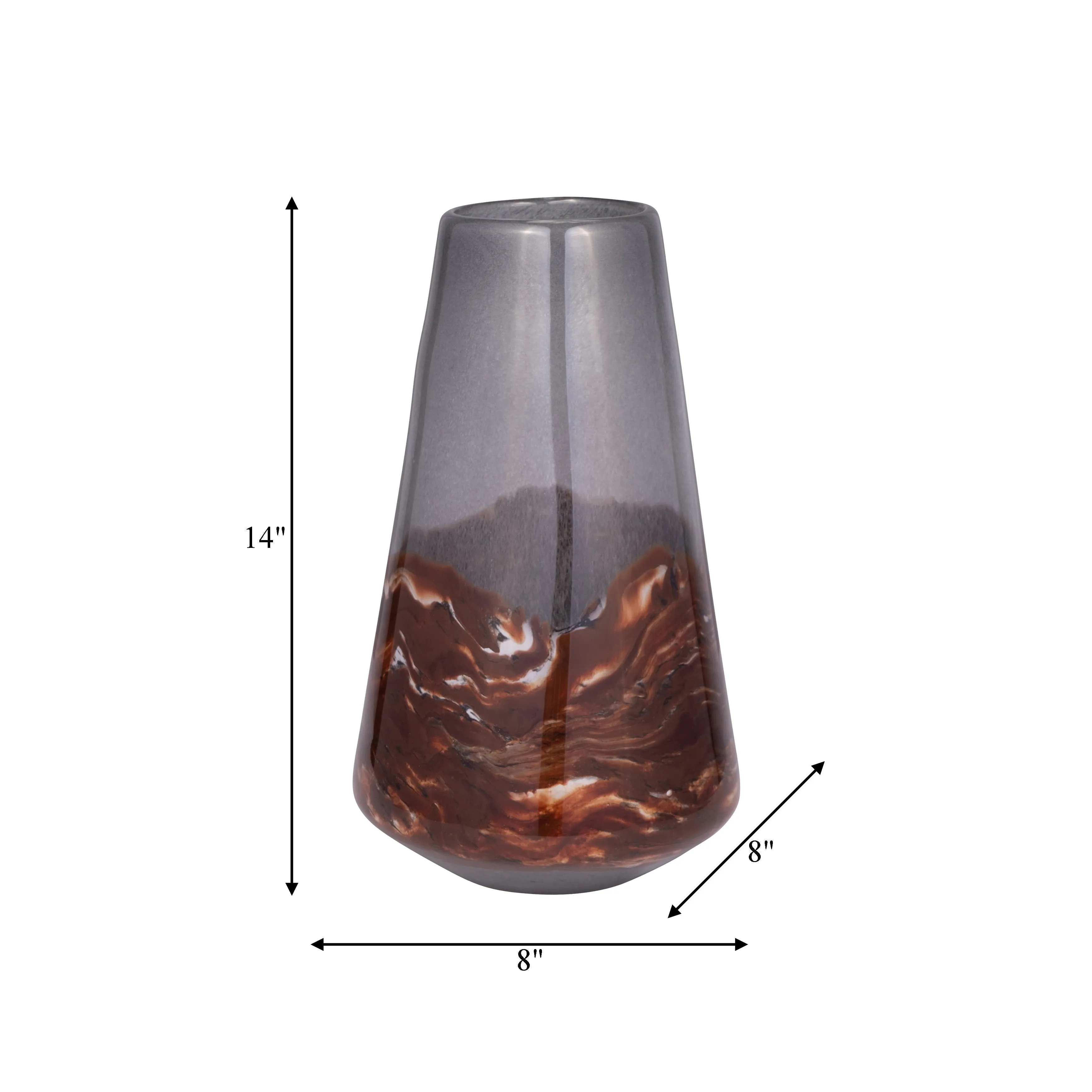 GLASS, 14" VASE GREY/BROWN