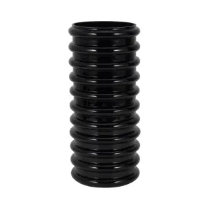 GLASS, 14"H, SCALLOP VASE, BLACK