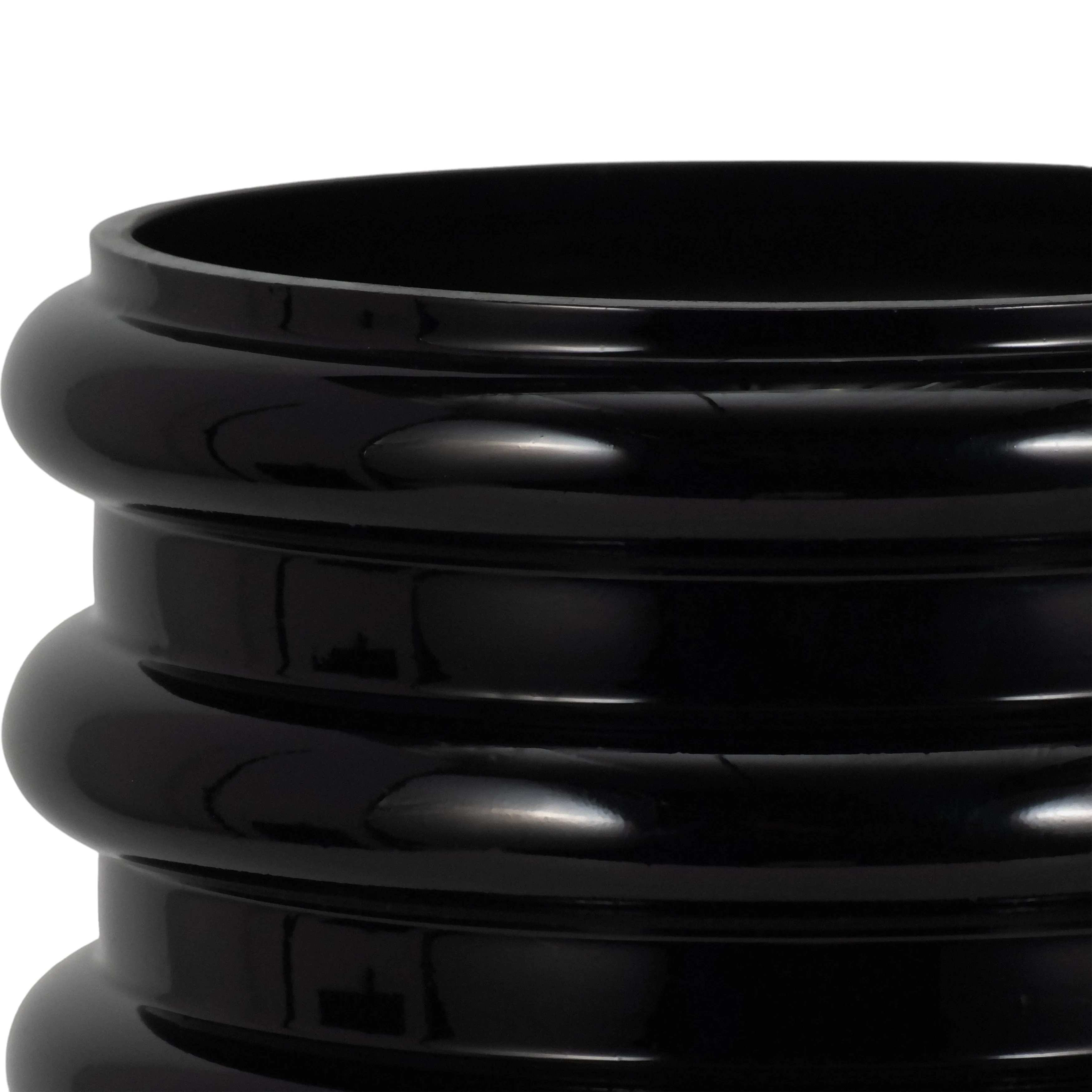 GLASS, 14"H, SCALLOP VASE, BLACK