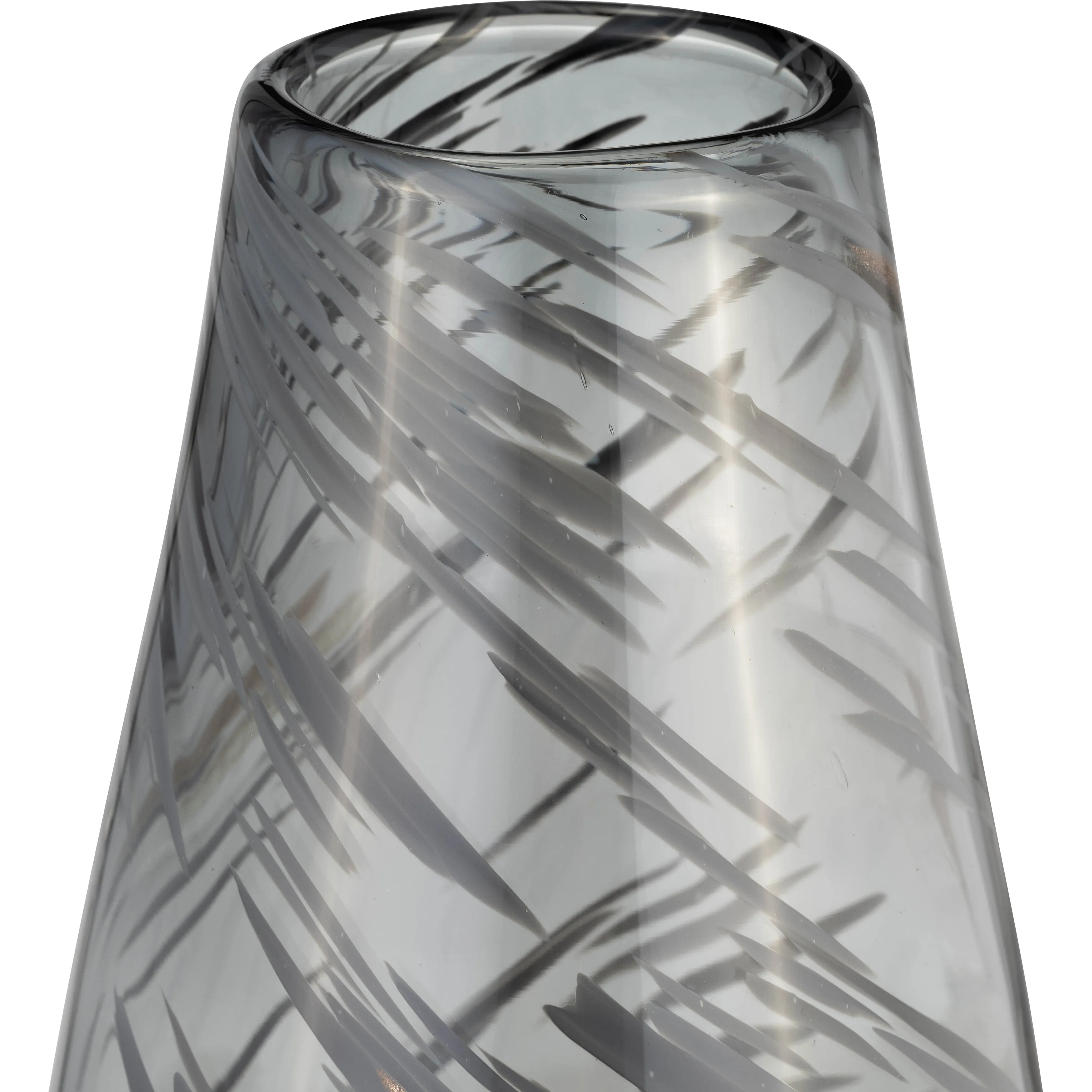 GLASS, 15"H SWIRL VASE, BLACK